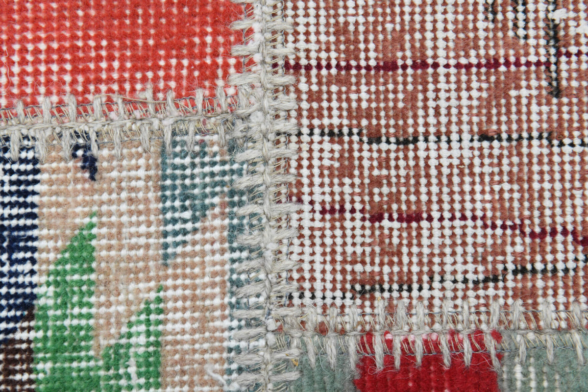 Hand-crafted Anatolian vintage patchwork rug Ayanis in wool, 1960s
