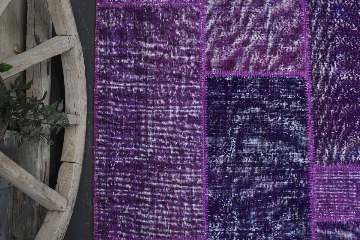 Handmade wool rug from Anatolia, Turkey – Handmade Vintage Area Patchwork Rug 6'8" x 9'9"