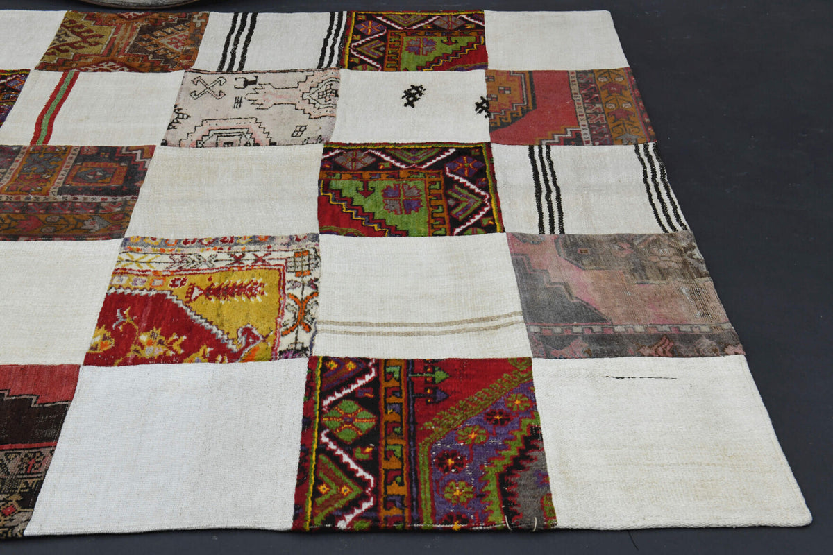 200x283 cm vintage Anatolian kilim rug – Ardicruh Summer Creation, flatweave, wool