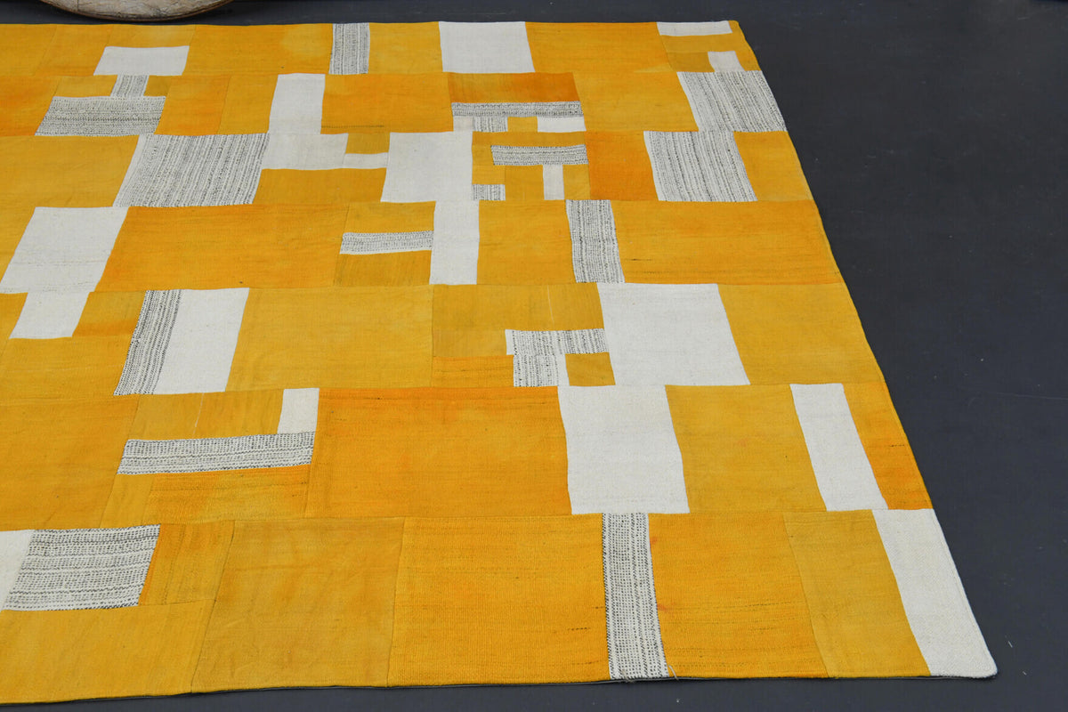 217x319 cm vintage Anatolian kilim rug – Ardicgonca Tetris, flatweave, wool