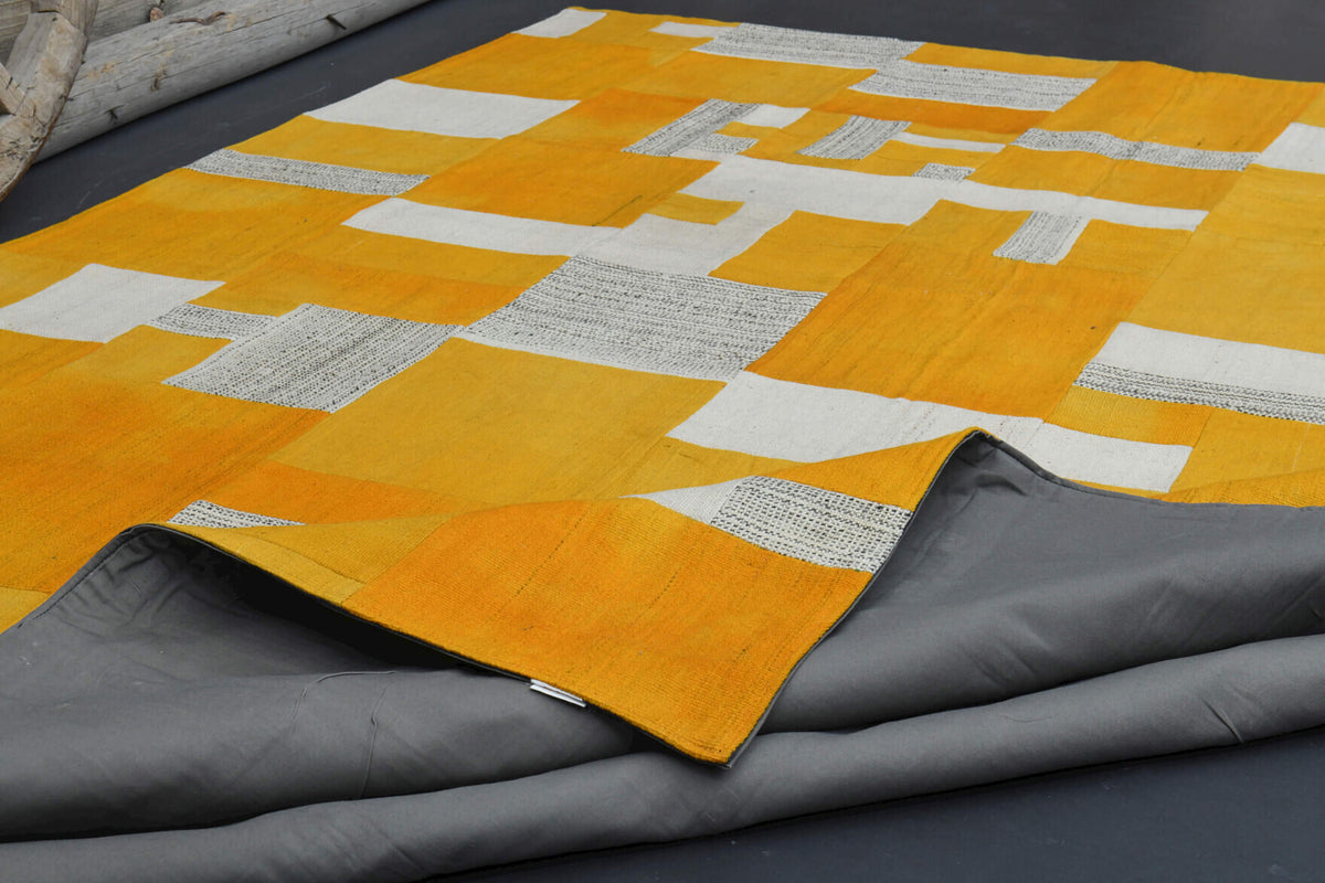 Hand-crafted Anatolian vintage kilim Ardicgonca Tetris in wool, 1960s
