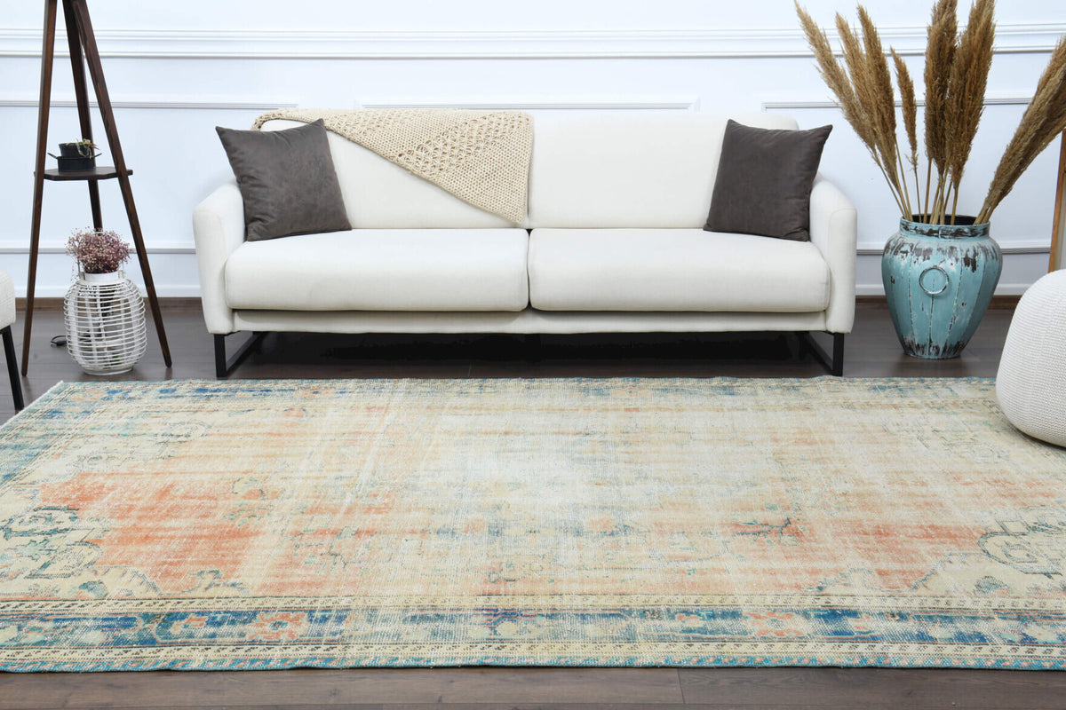 Handmade Antique Distressed Anatolian Area Rug