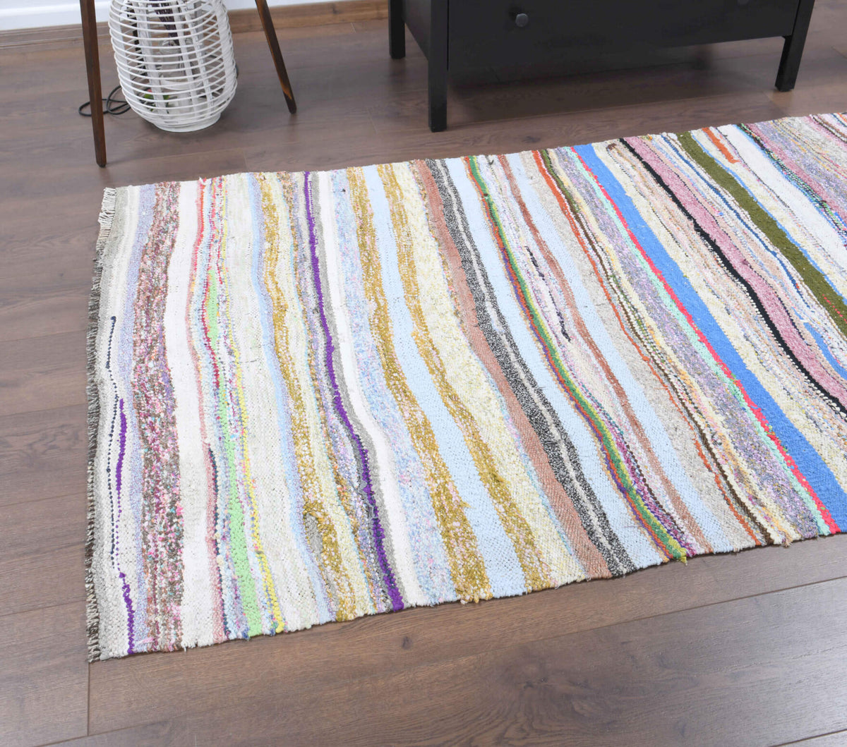 One-of-a-kind 1960s Anatolian vintage kilim rug in wool, 3'7" x 7'