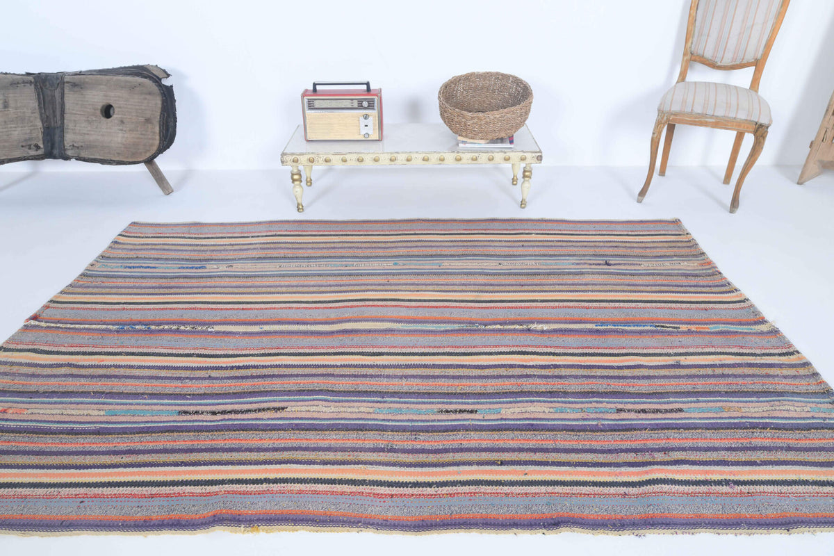 One-of-a-kind 1960s Anatolian vintage kilim rug in wool, 4'11" x 7'9"