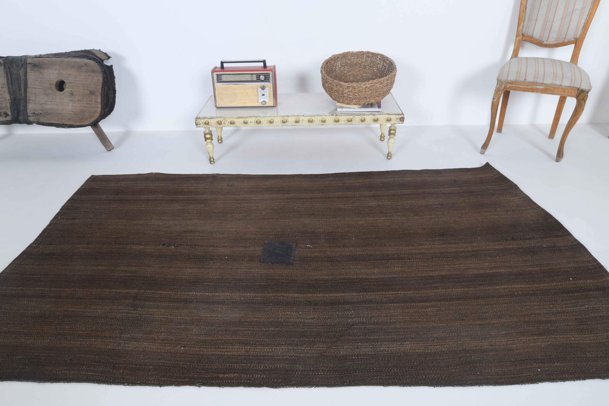 Vartanush kilim: 1960s handwoven flatweave Anatolian kilim with ikat motifs