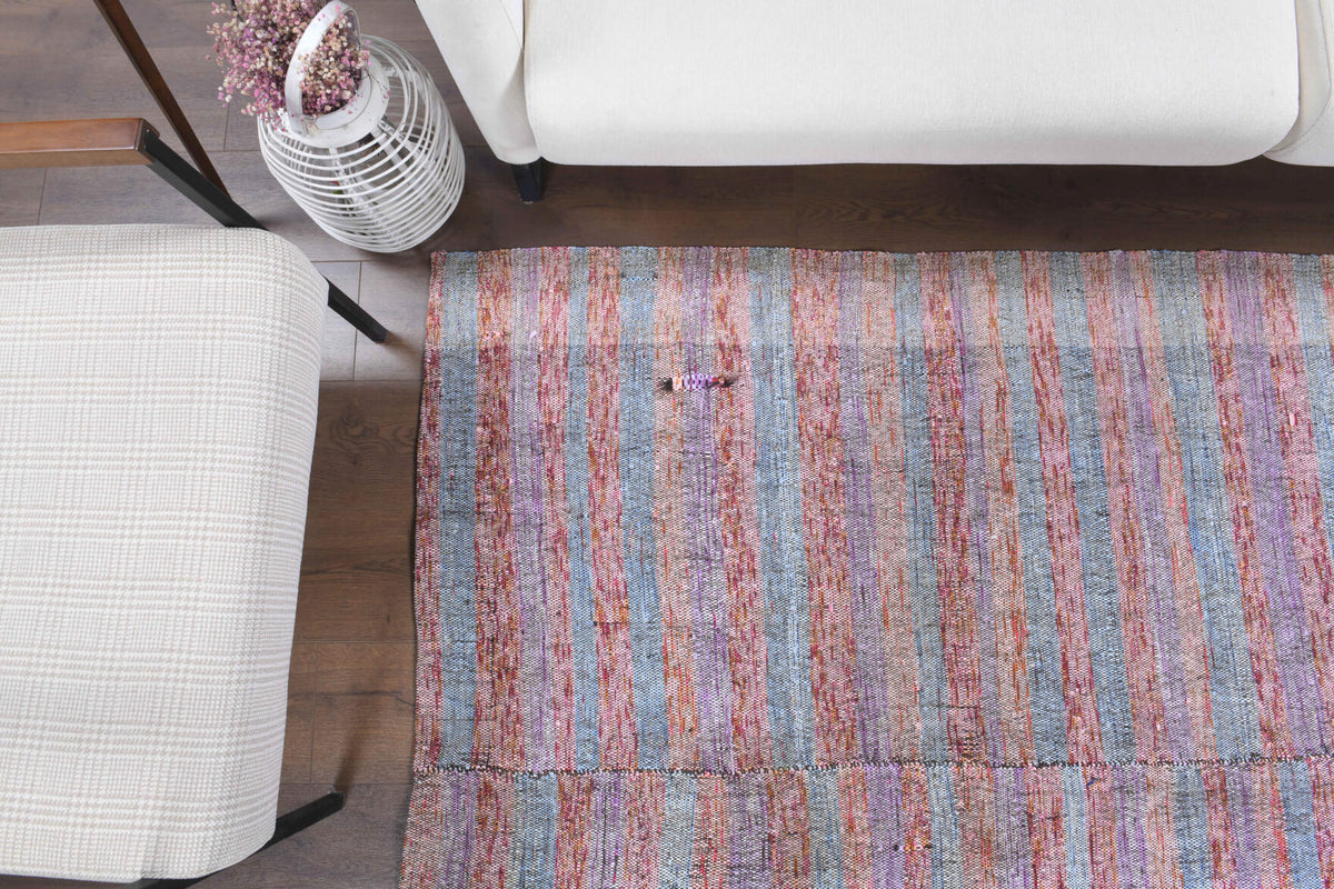Handwoven flatweave wool kilim from Anatolia, Turkey – Handmade Kilim Vintage Rug 4'11" x 7'11"