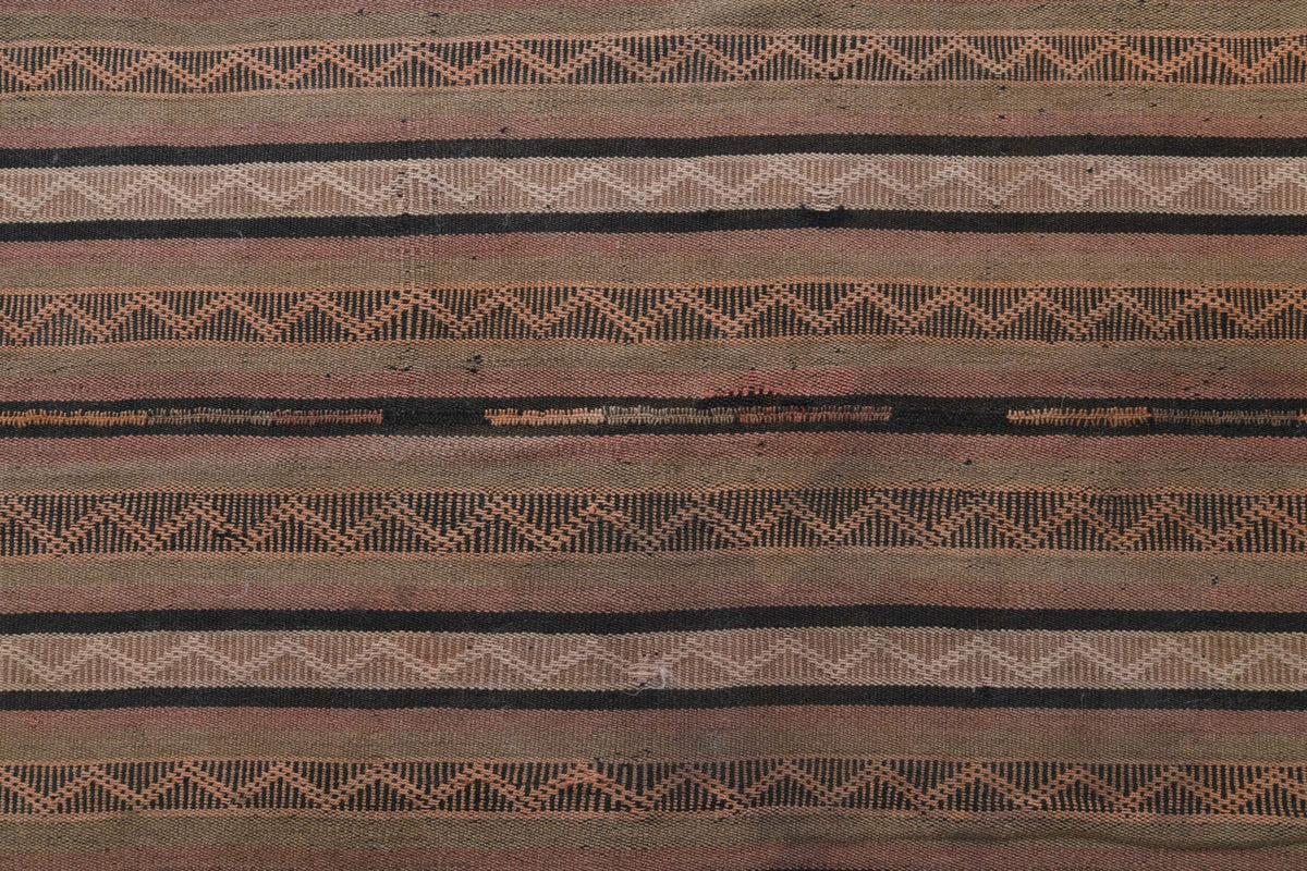Striped Brown Handmade Vintage Rug