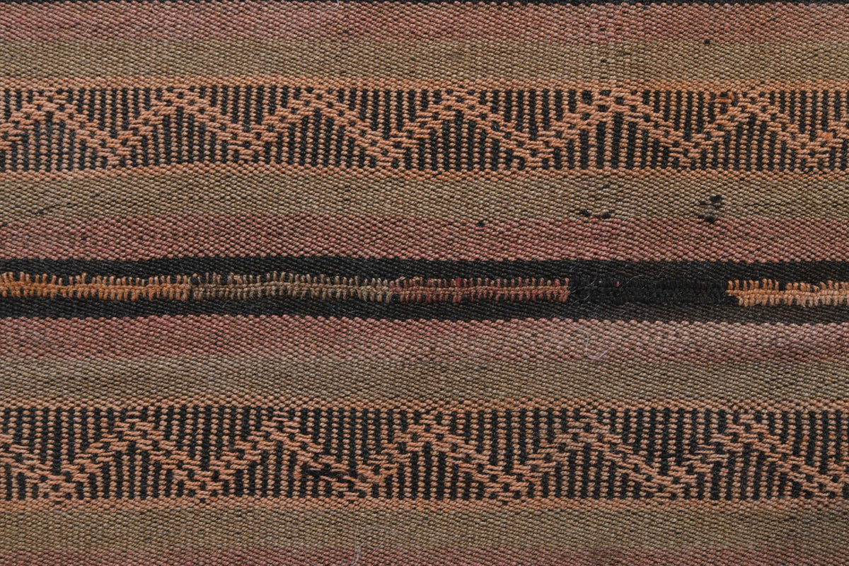 Striped Brown Handmade Vintage Rug