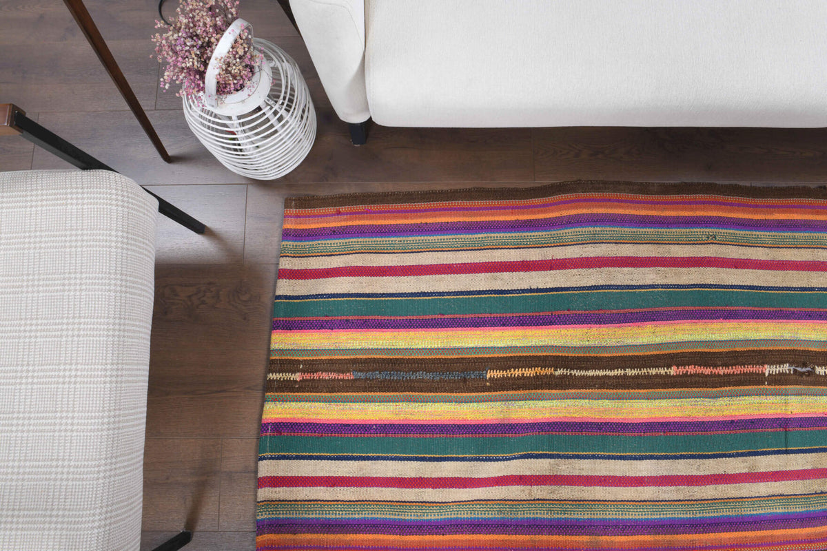 One-of-a-kind 1960s Anatolian vintage kilim rug in wool, 5'6" x 7'7"