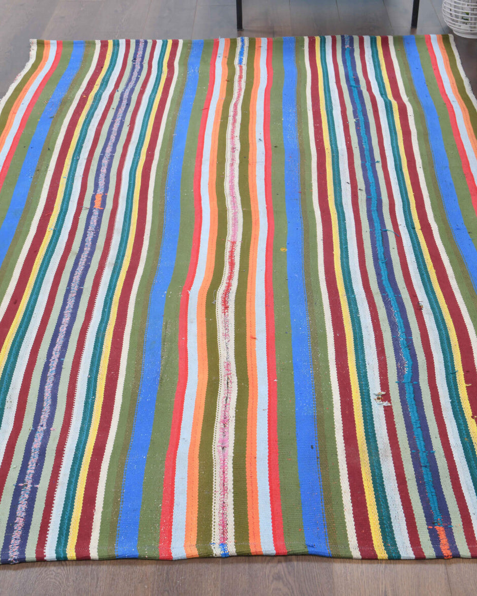 One-of-a-kind 1960s Anatolian vintage kilim rug in wool, 5'1" x 7'7"