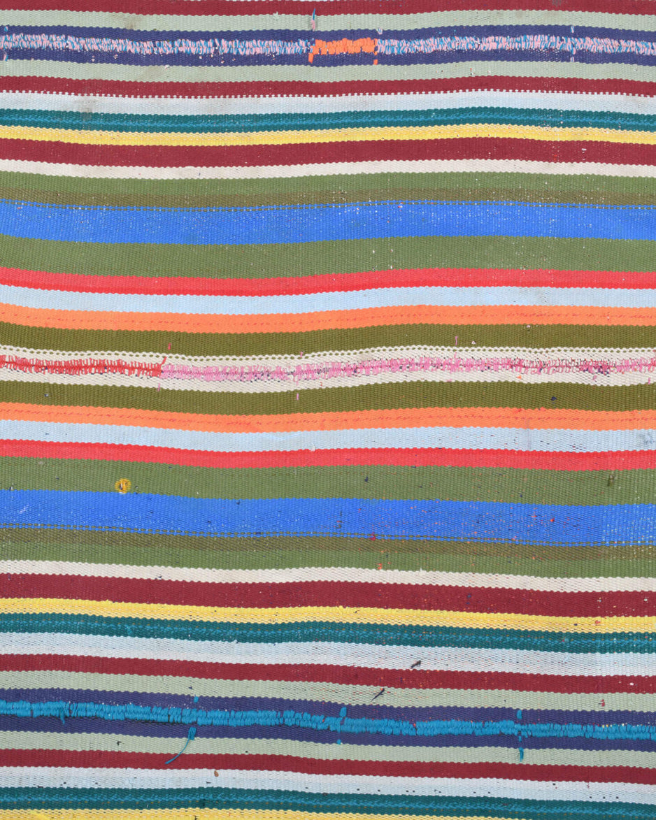 Sucihan kilim: 1960s handwoven flatweave Anatolian kilim with striped motifs