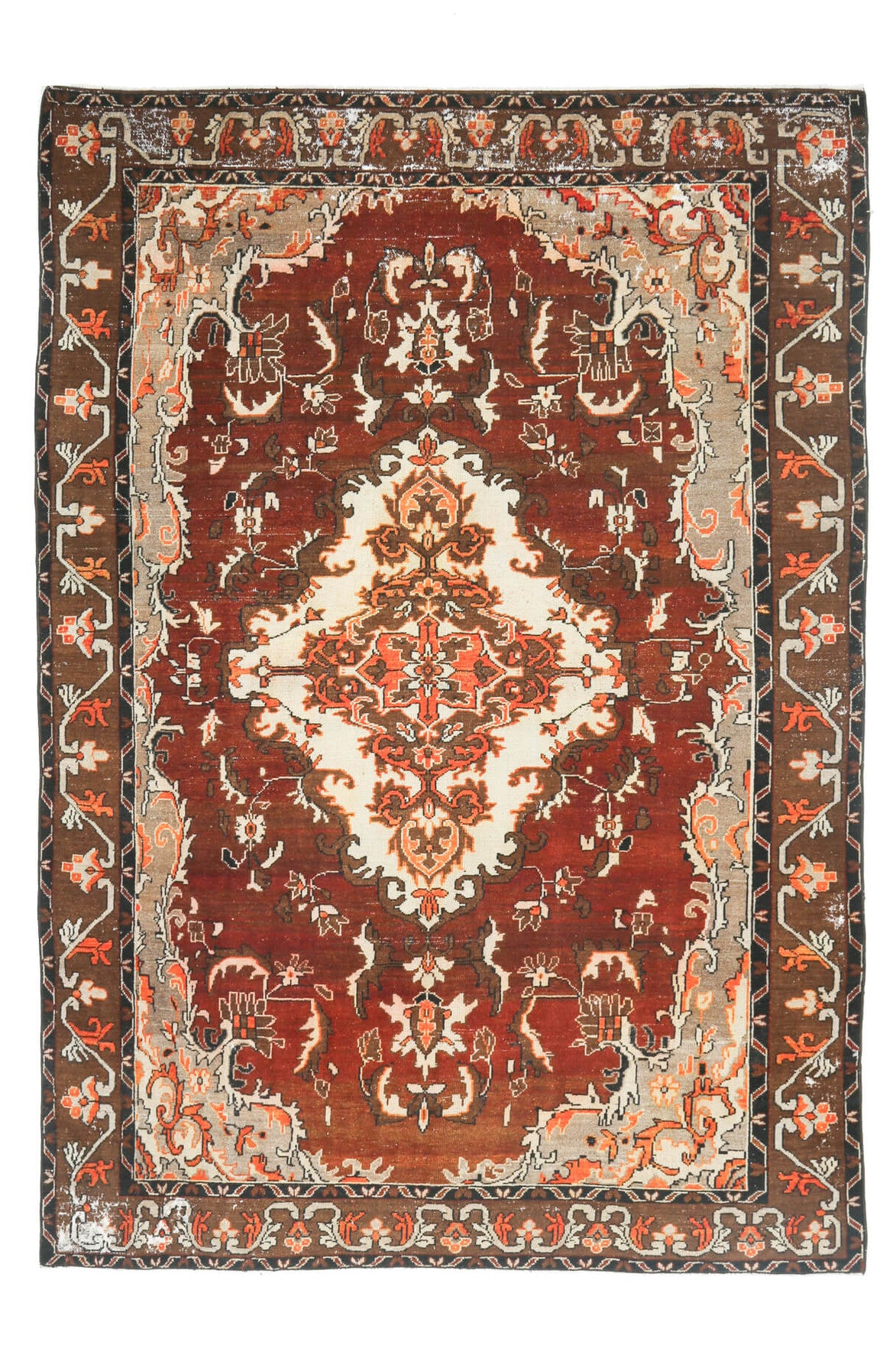 Red to Brown - Handmade Vintage Anatolian Rug