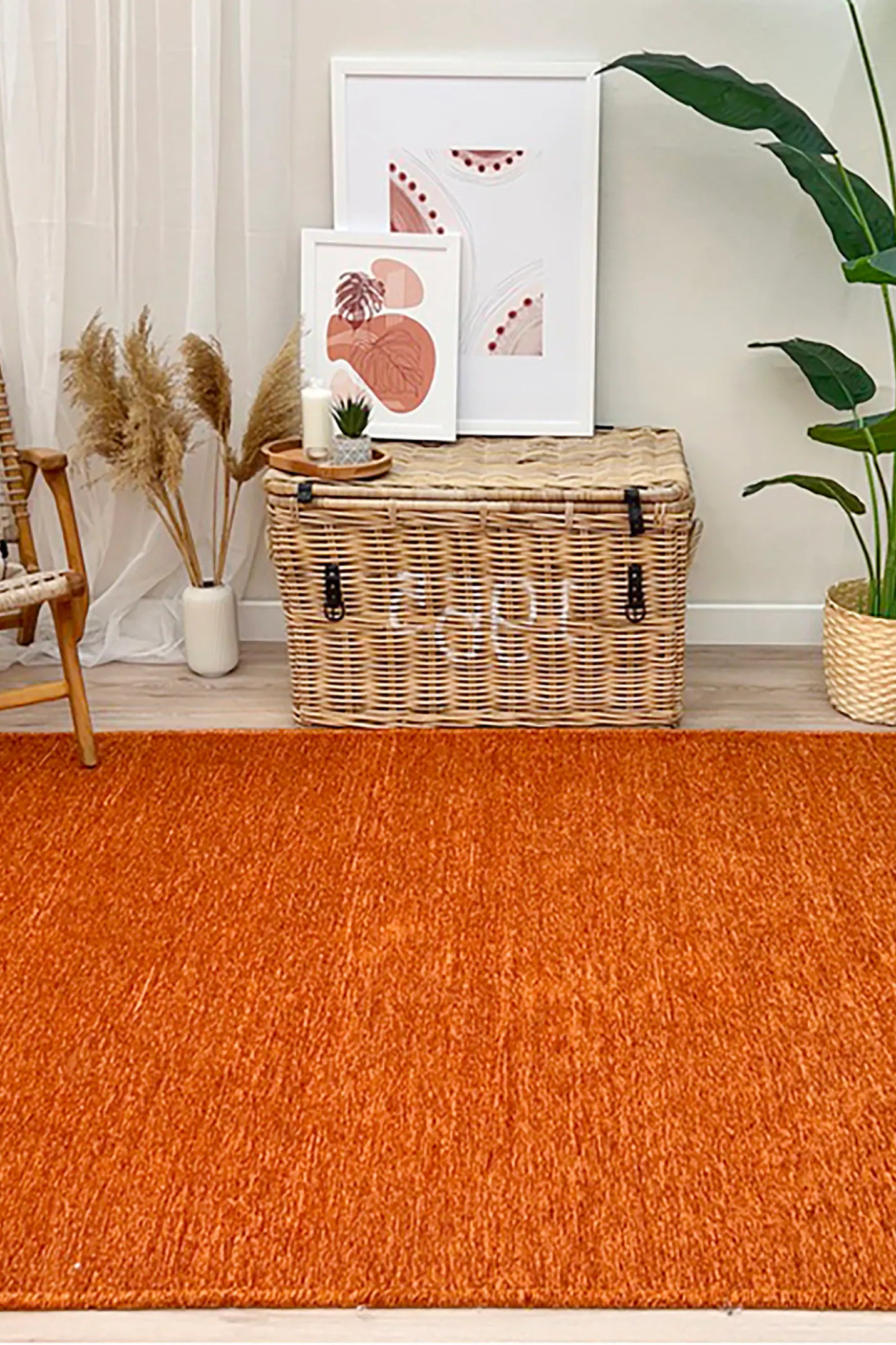 Orange Plain Flatweave Rug, Modern Boho & Halloween Home Decor Area Rugs Runner