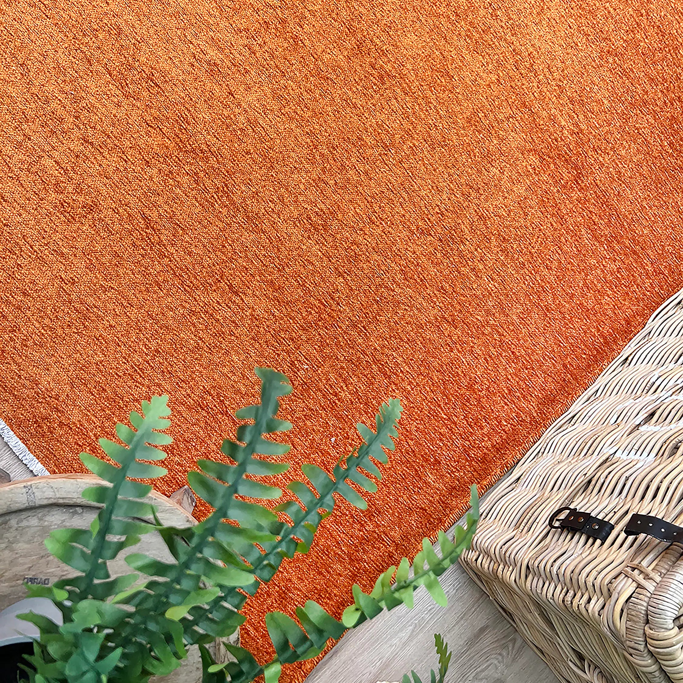 Orange Plain Flatweave Rug, Modern Boho & Halloween Home Decor Area Rugs Runner