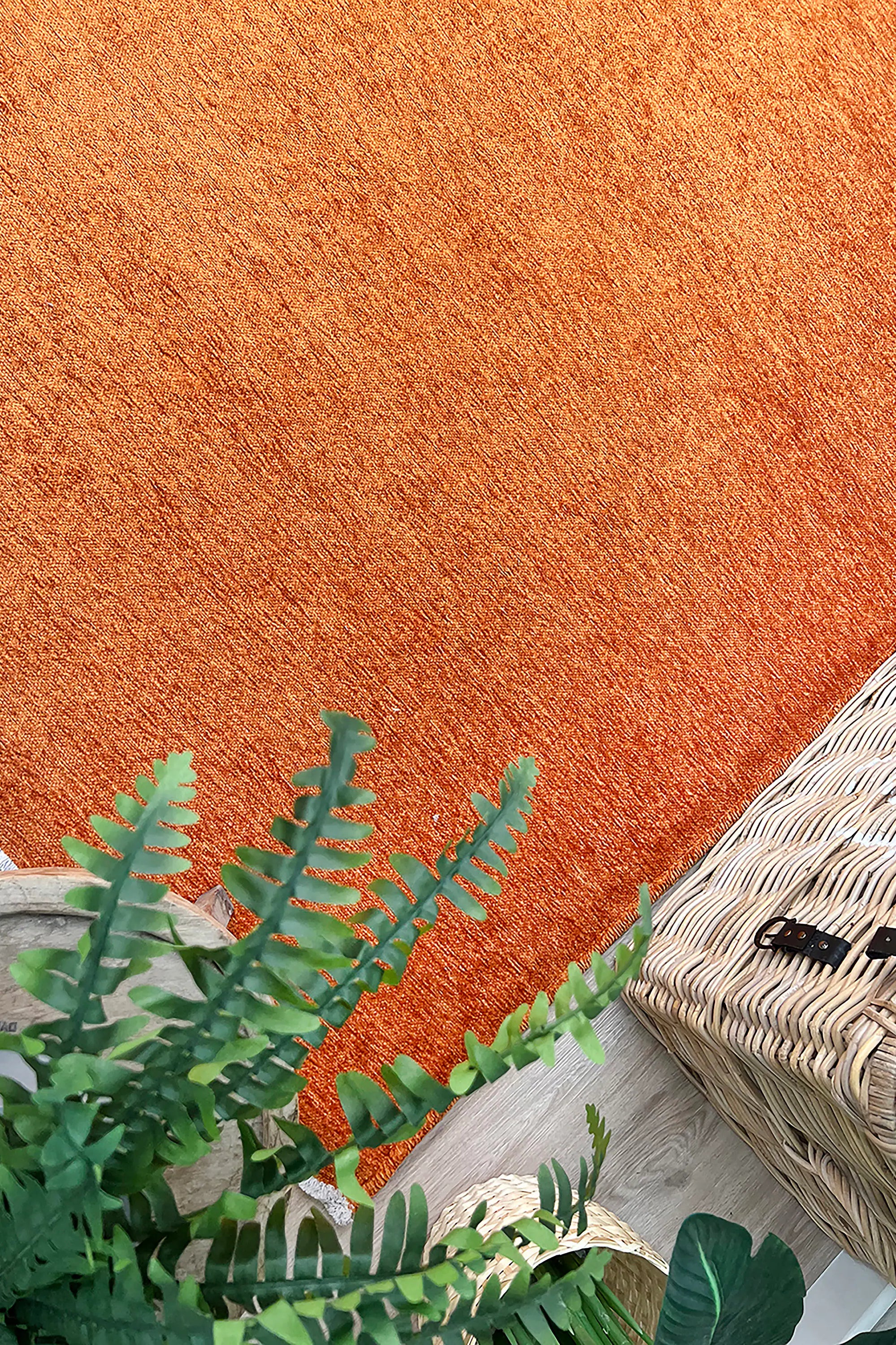 Orange Plain Flatweave Rug, Modern Boho & Halloween Home Decor Area Rugs Runner