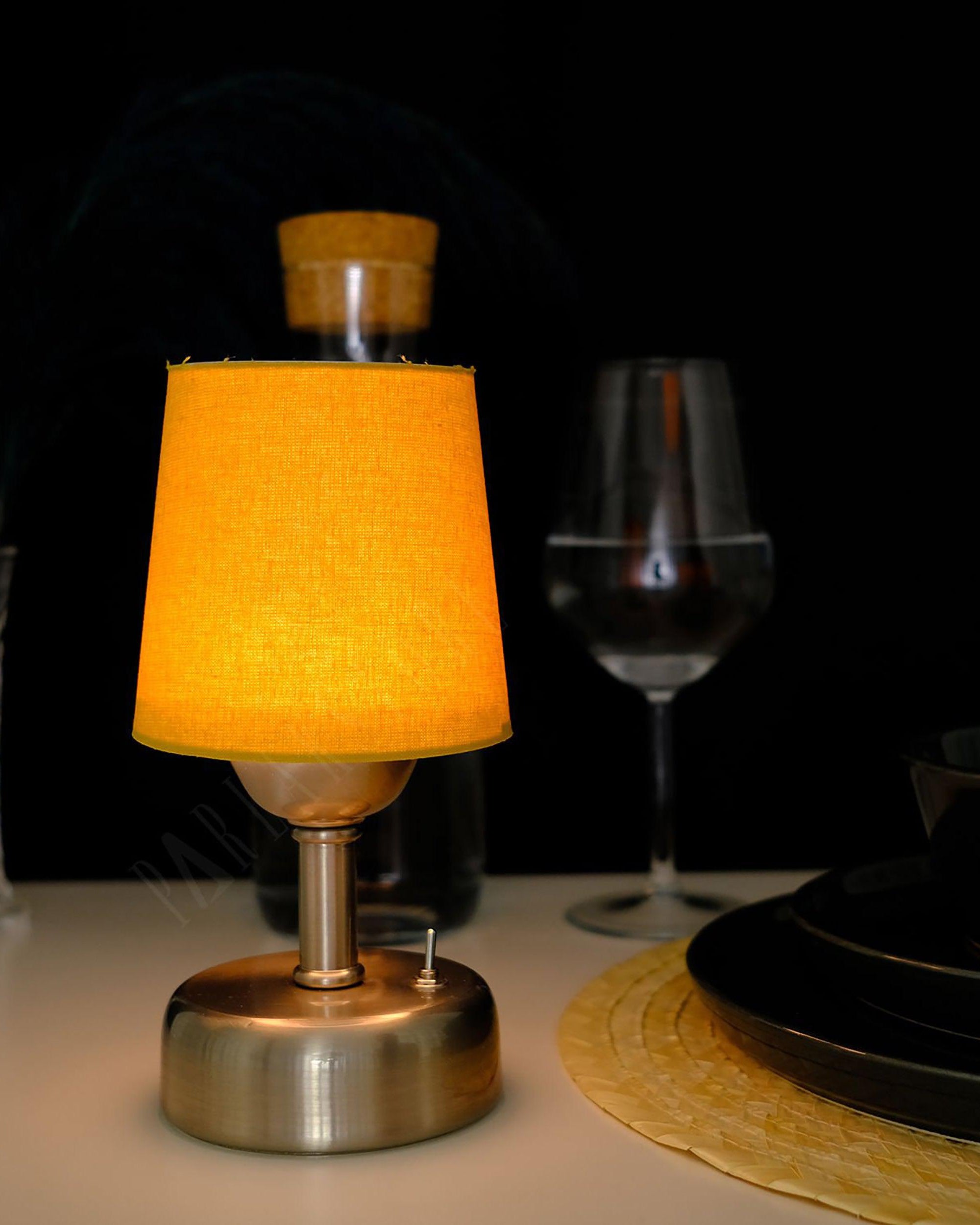 8-inch Vintage Silver Cordless LED Table Lamp