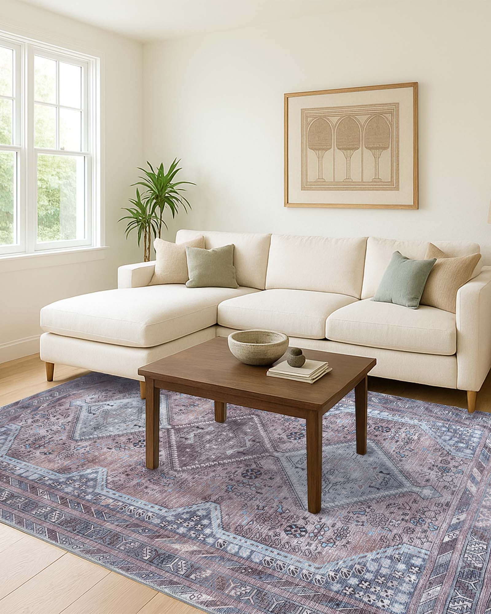 Imani Brown Off-White Modern Turkish Rug