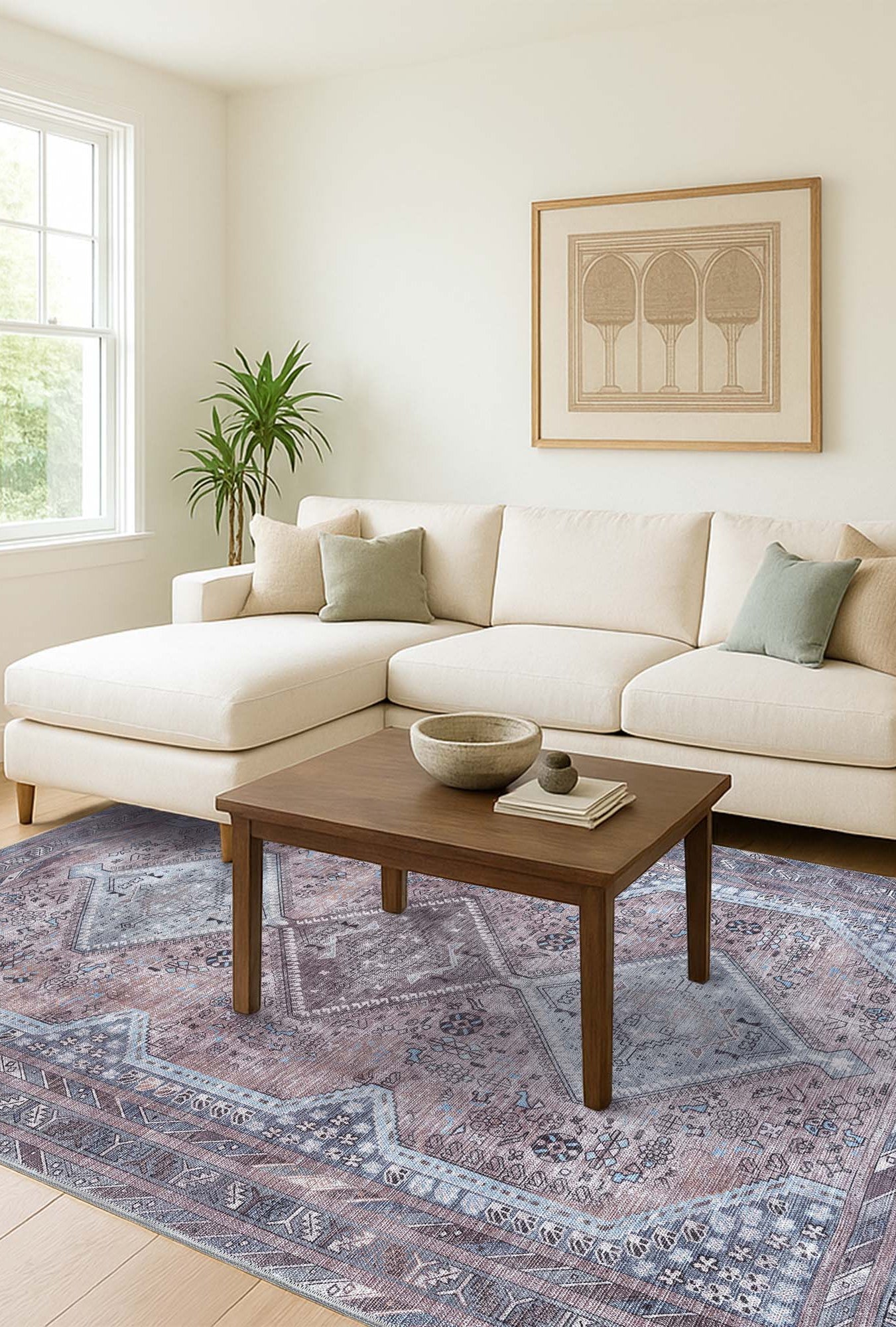 Imani Brown Off-White Modern Turkish Rug