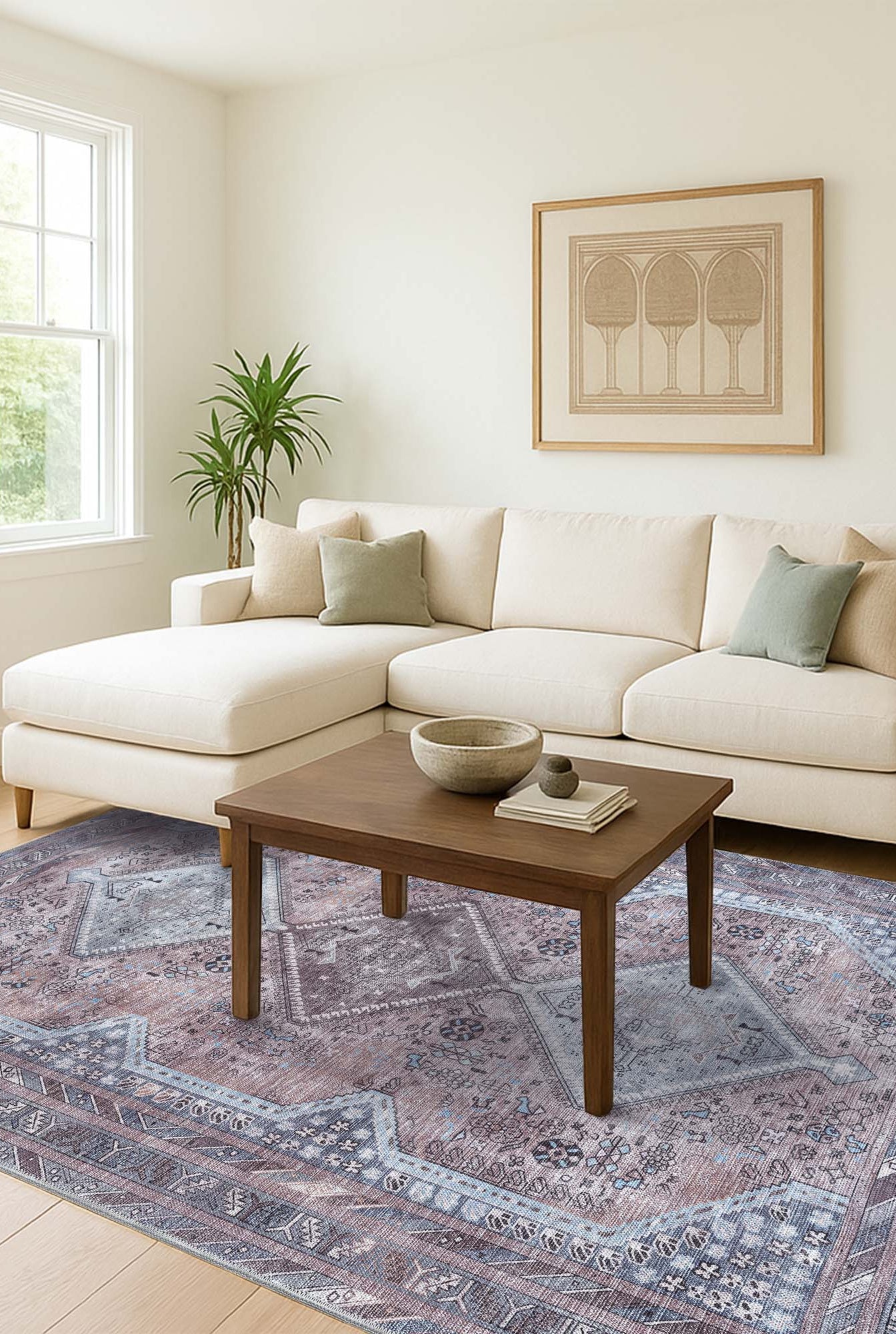 Imani Brown Off-White Modern Turkish Rug