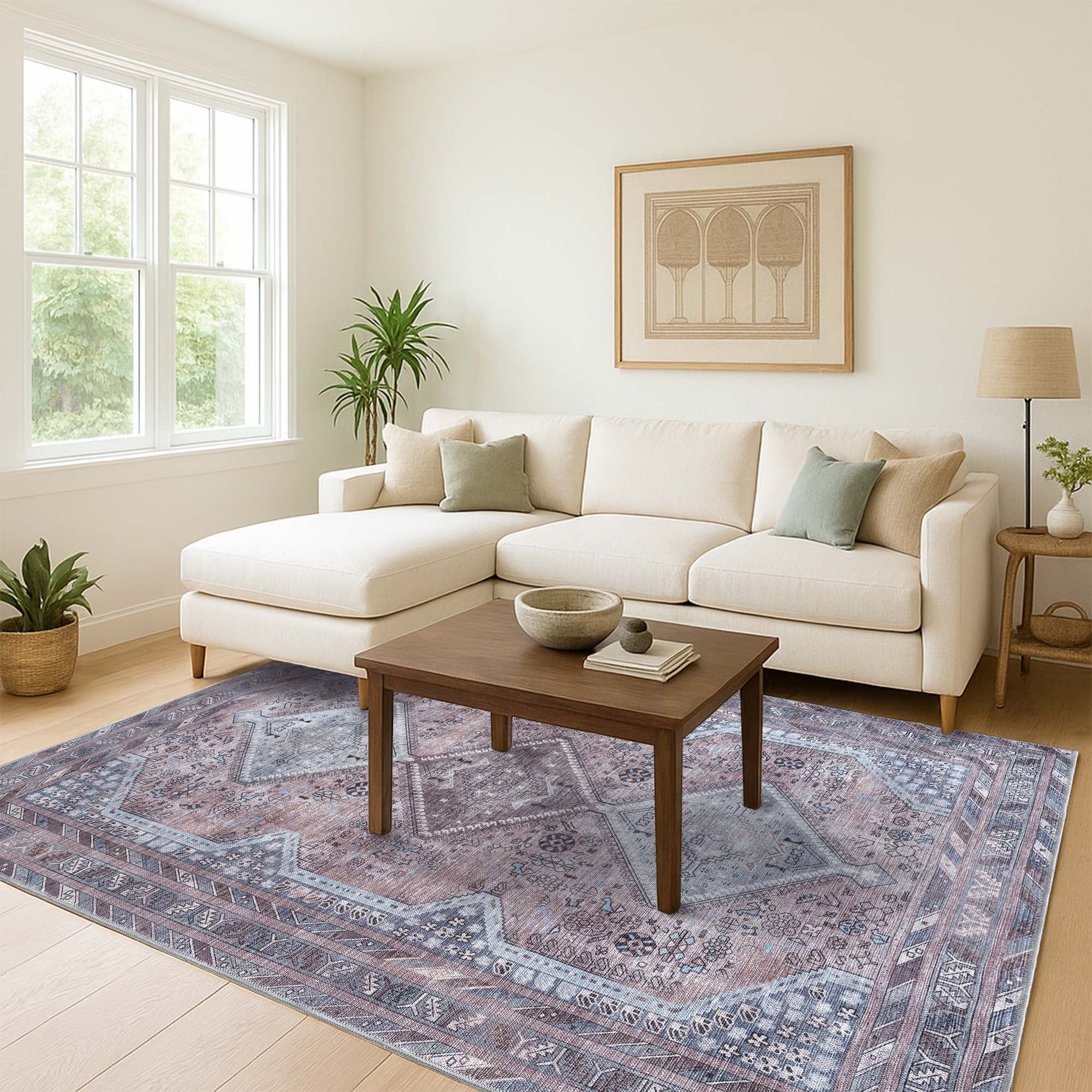 Imani Brown Off-White Modern Turkish Rug