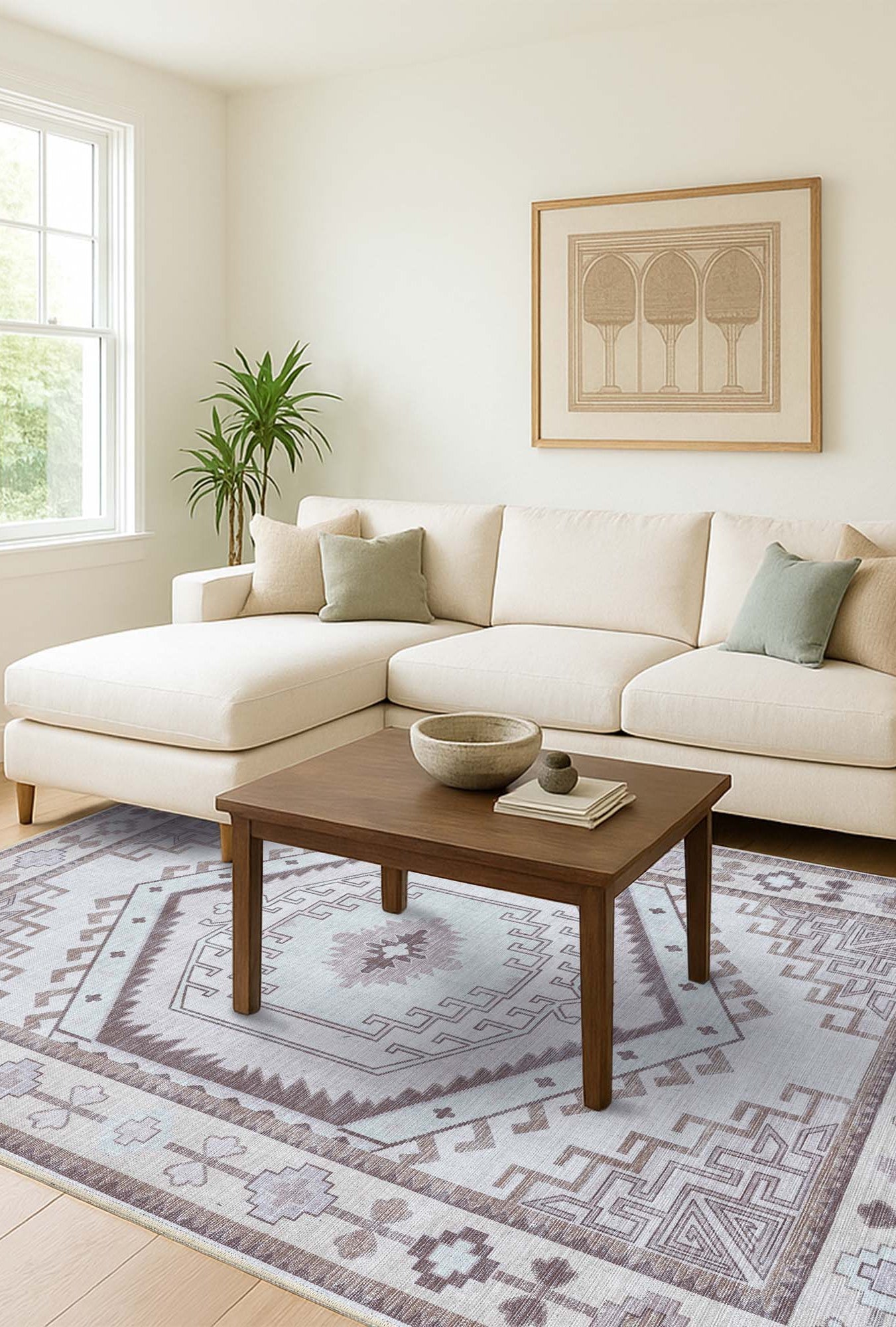 Raven Brown Cream Modern Turkish Rug