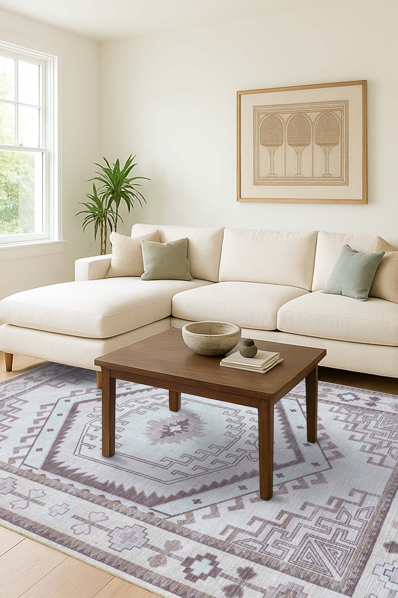 Raven Brown Cream Modern Turkish Rug