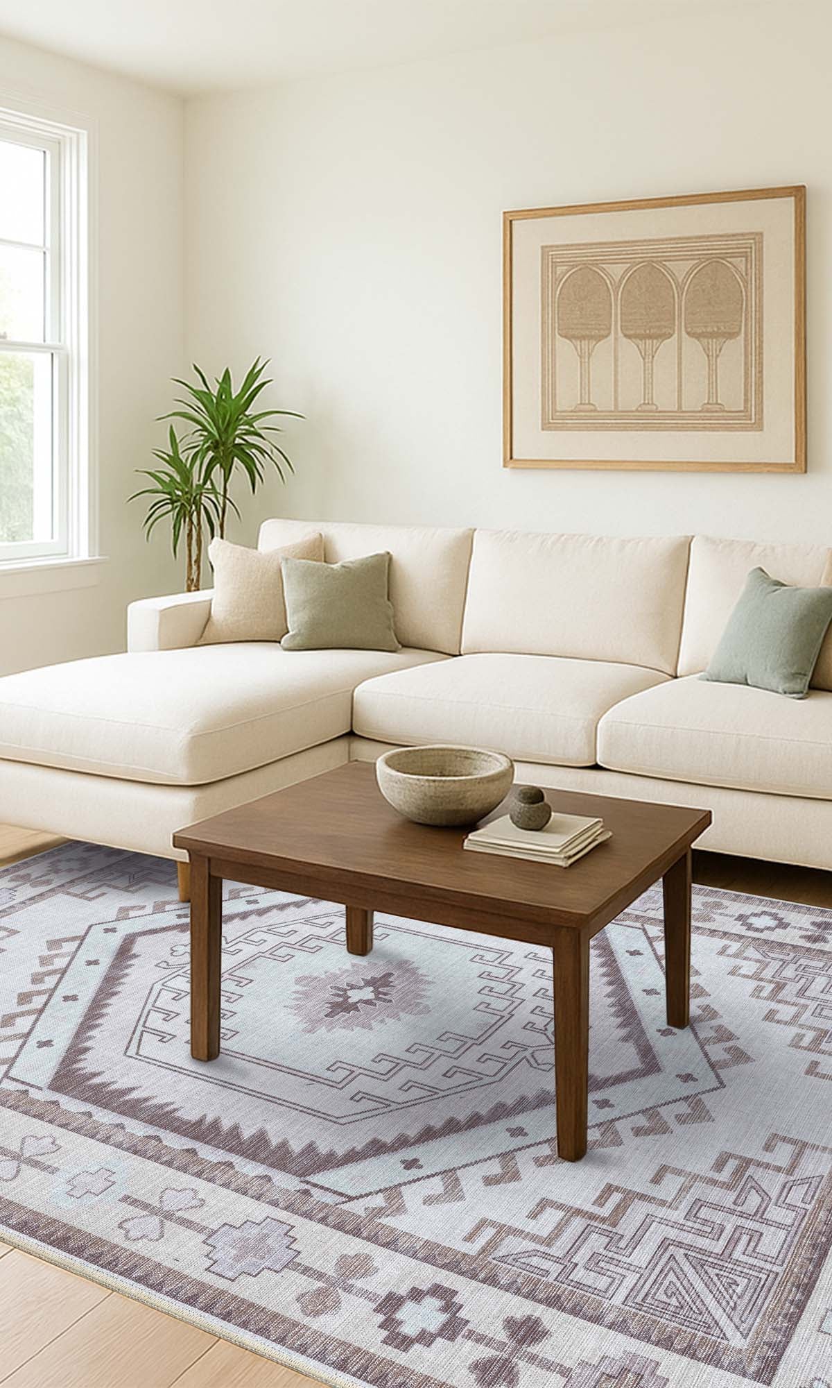 Raven Brown Cream Modern Turkish Rug