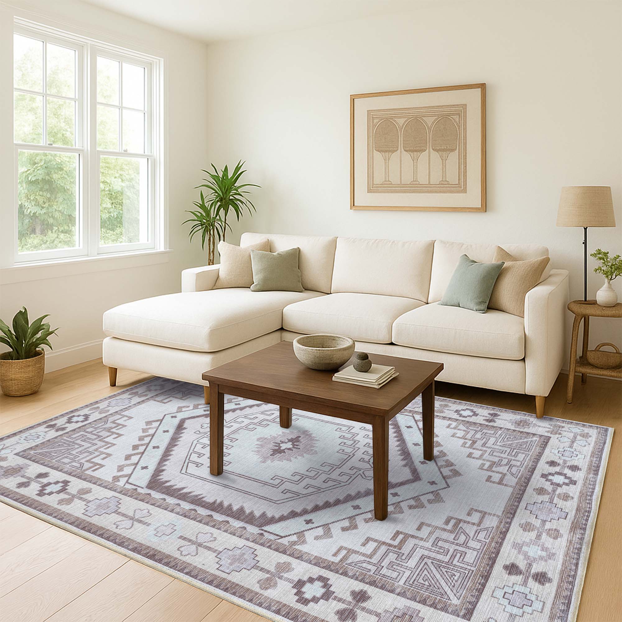 Raven Brown Cream Modern Turkish Rug