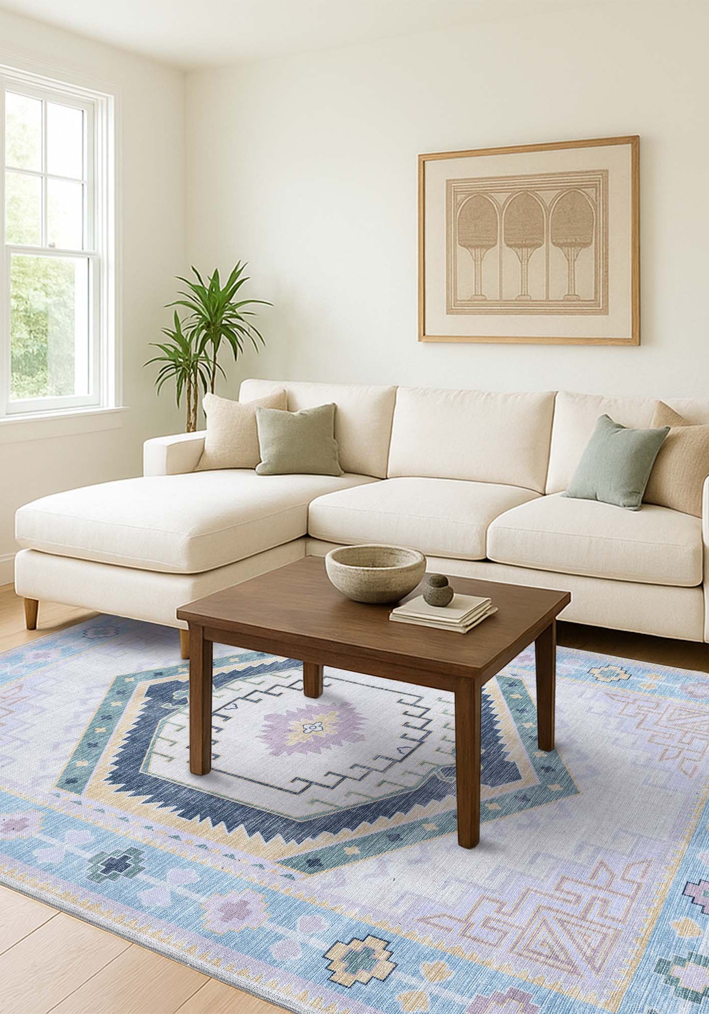 Averill Lavender, Pink & Blue Modern Oushak Rug