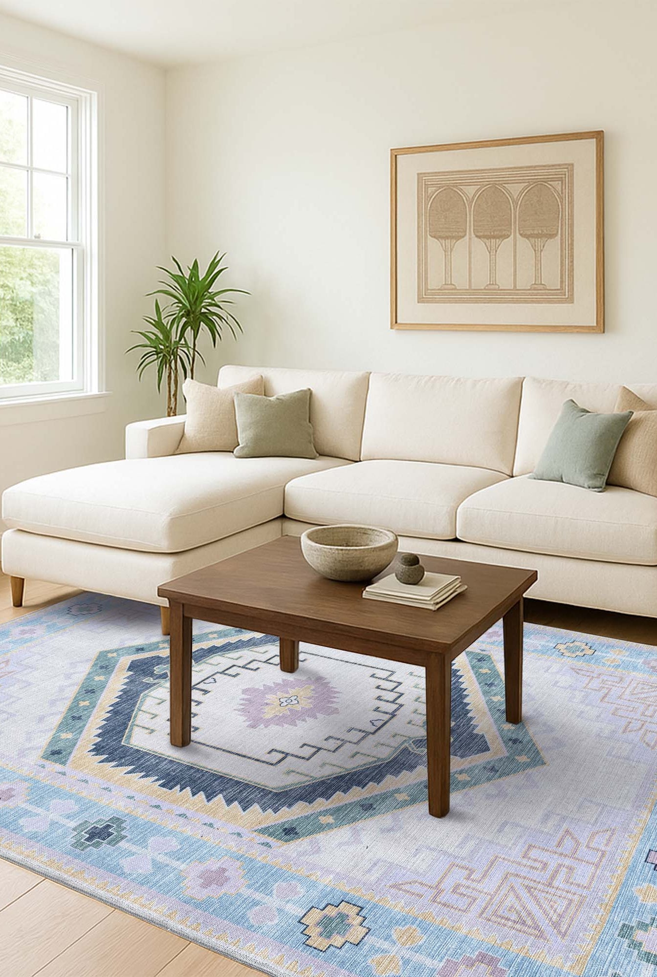 Averill Lavender, Pink & Blue Modern Oushak Rug