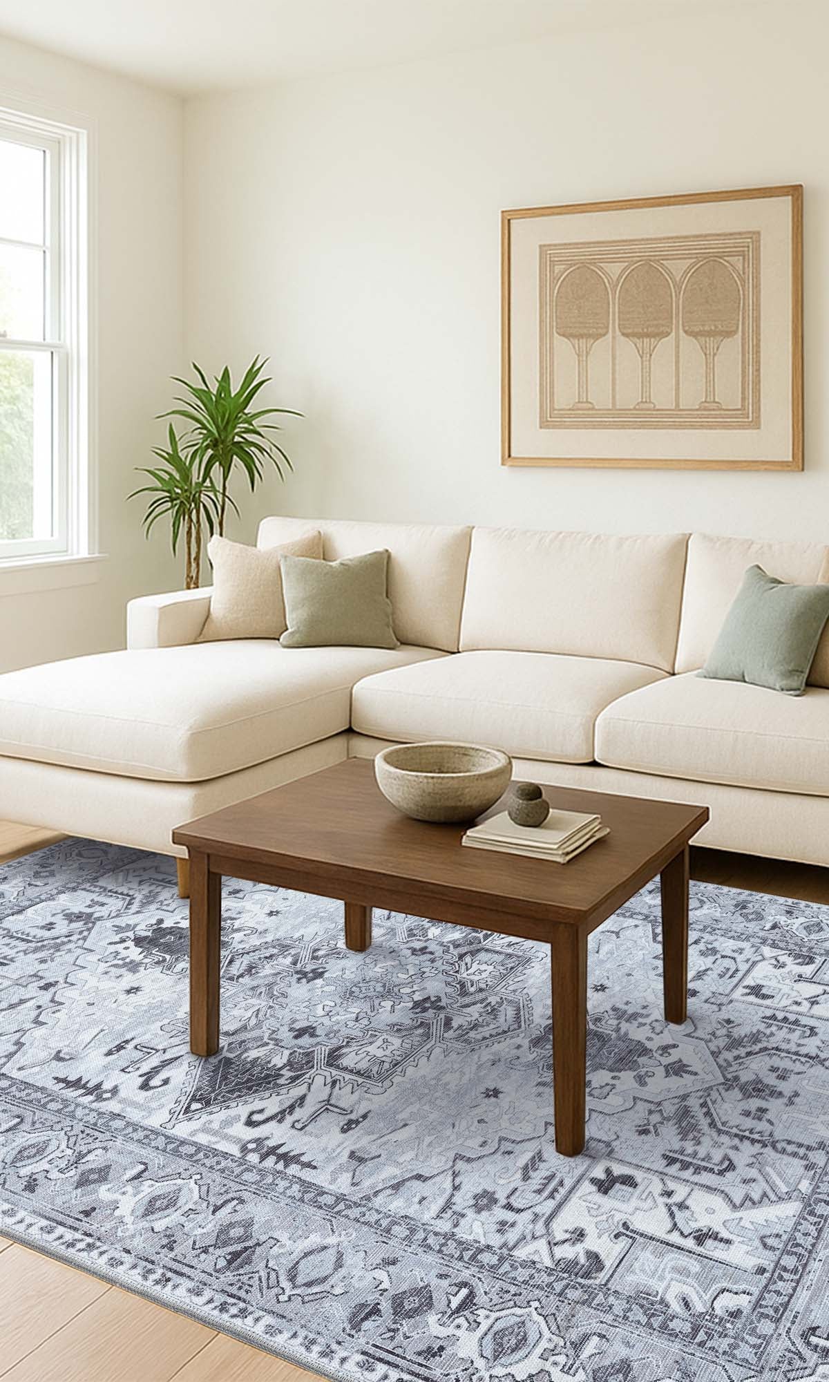 Pastel Heriz Light Gray Area Rug