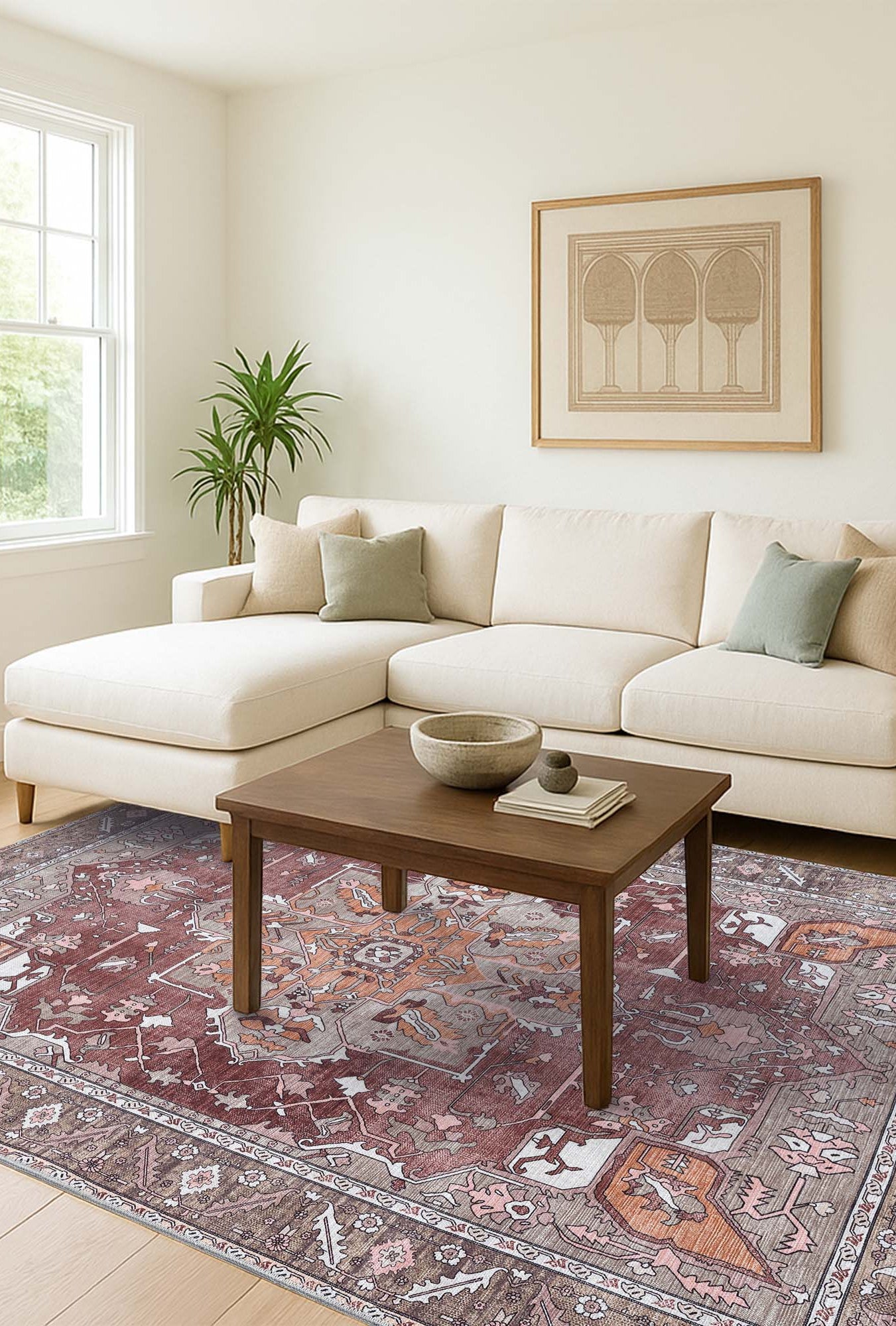 Silas Brown Terracotta Floral Modern Persian Rug