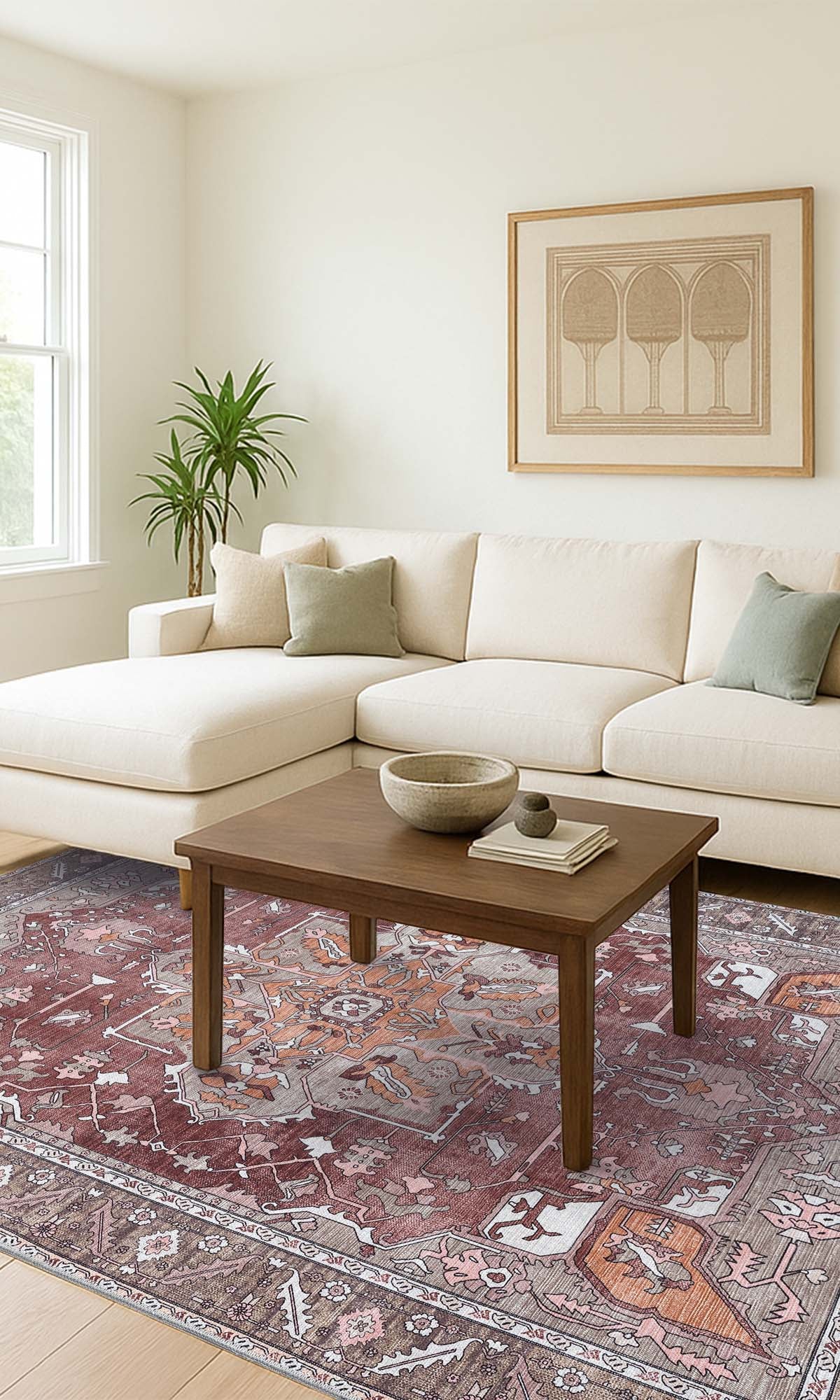 Silas Brown Terracotta Floral Modern Persian Rug