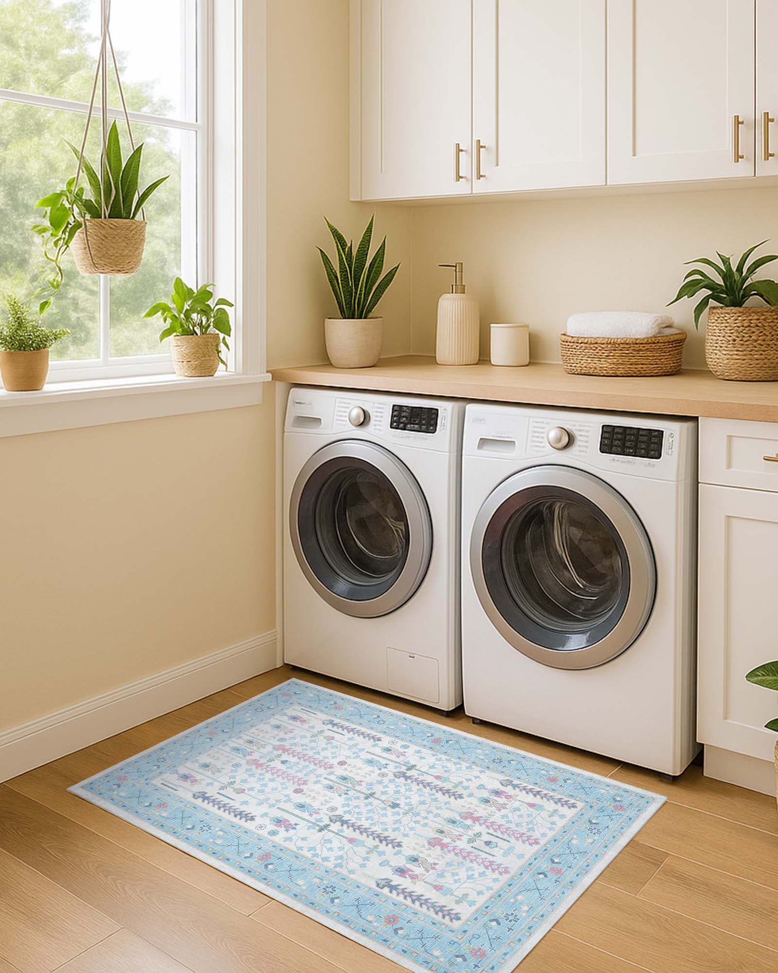 Annela Pastel Light Blue Modern Oushak Rug