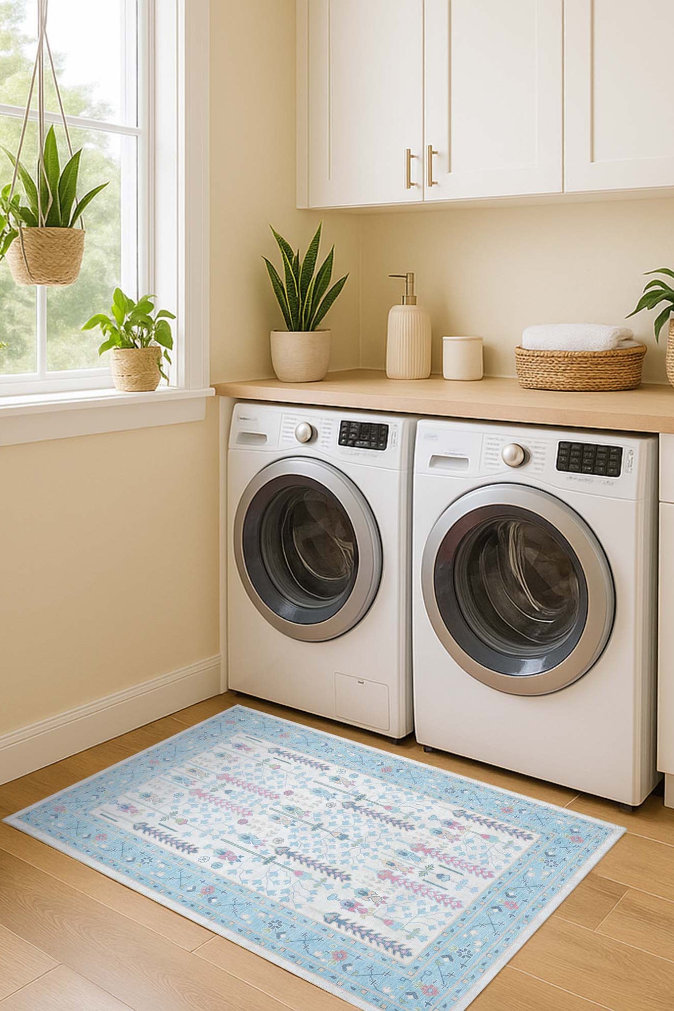 Annela Pastel Light Blue Modern Oushak Rug