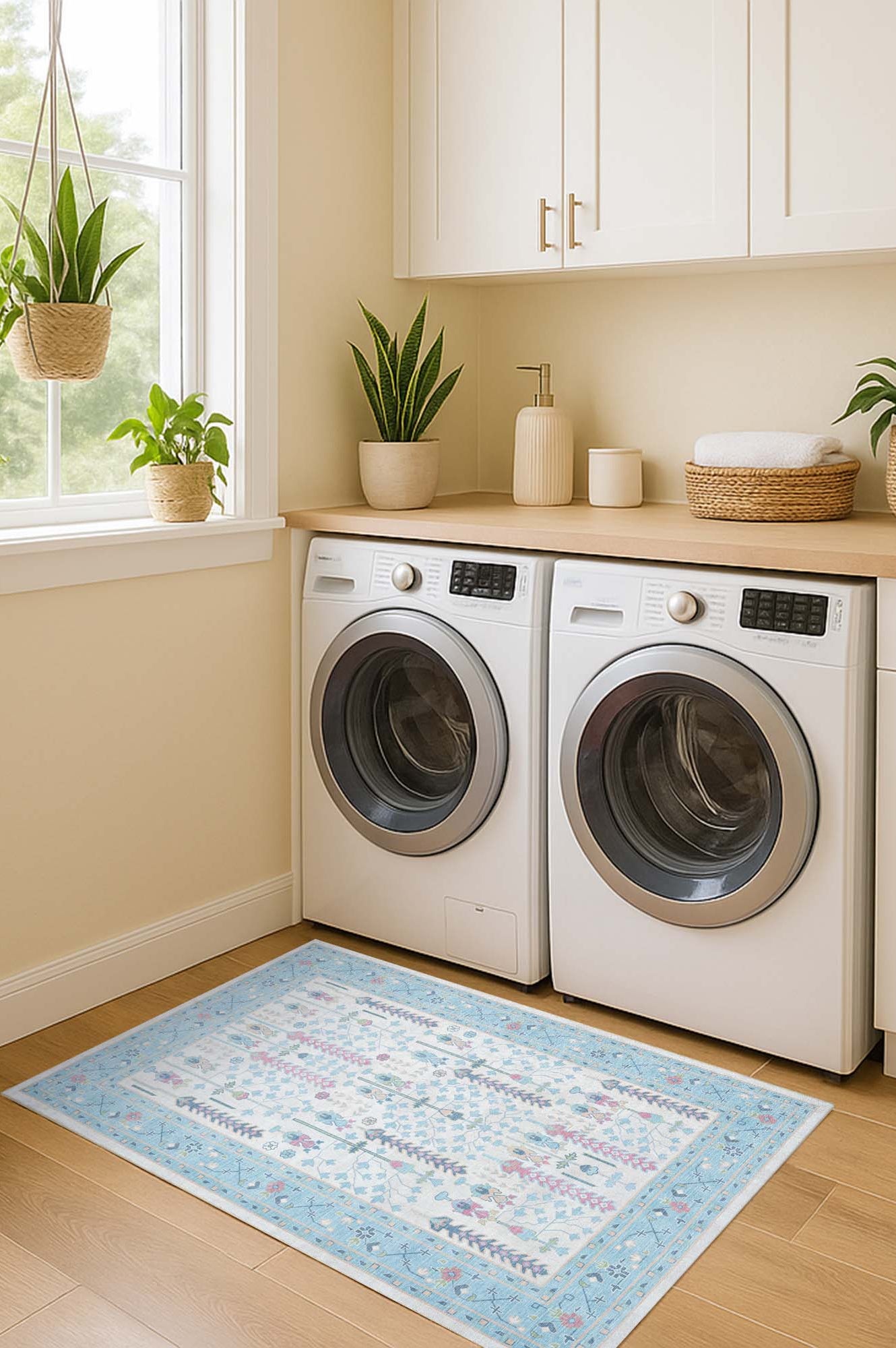 Annela Pastel Light Blue Modern Oushak Rug