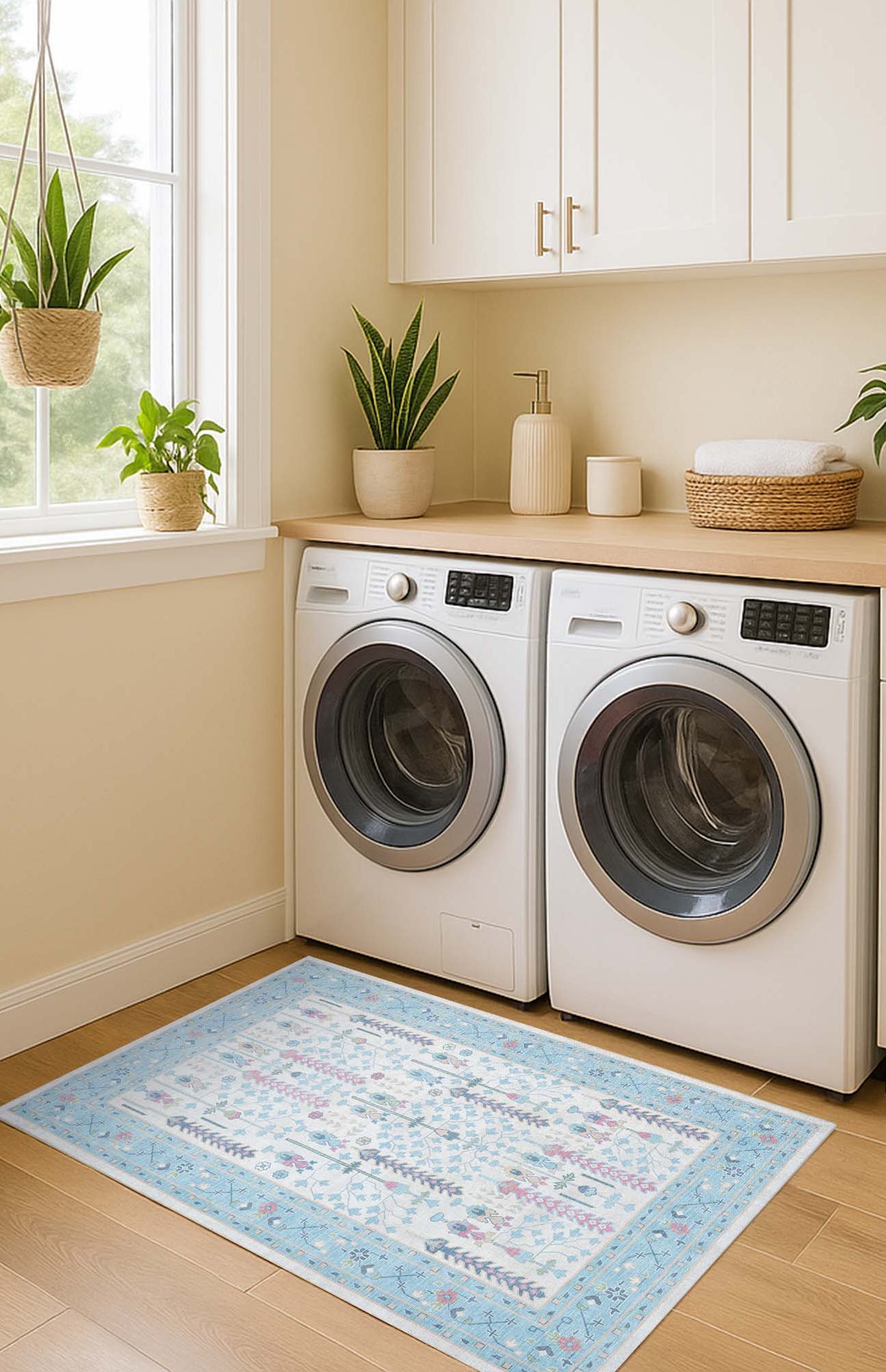 Annela Pastel Light Blue Modern Oushak Rug