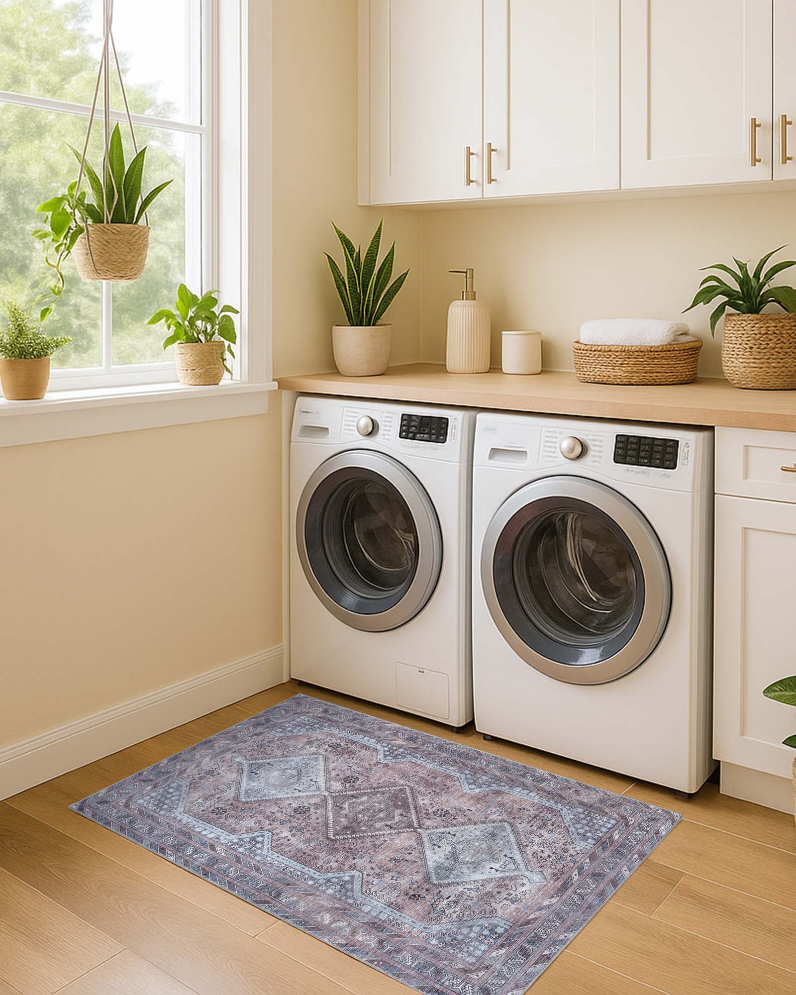 Imani Brown Off-White Modern Turkish Rug