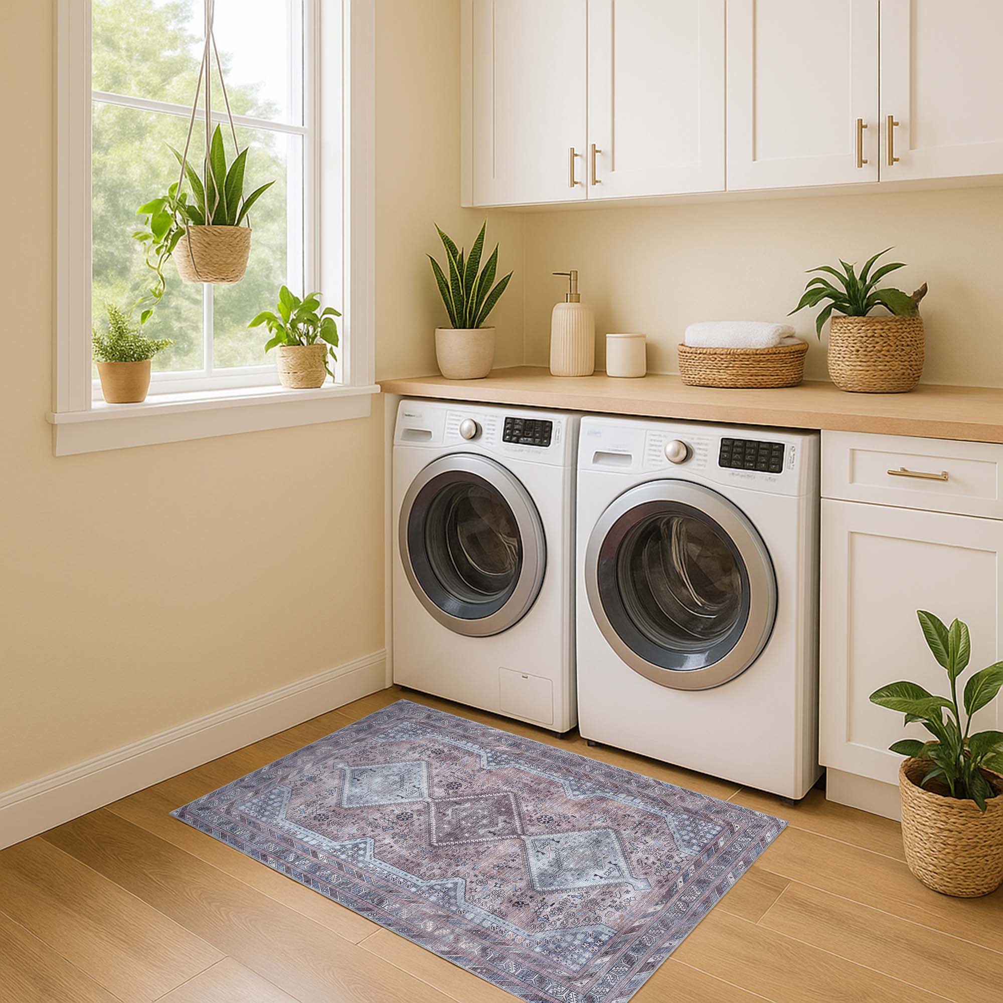 Imani Brown Off-White Modern Turkish Rug