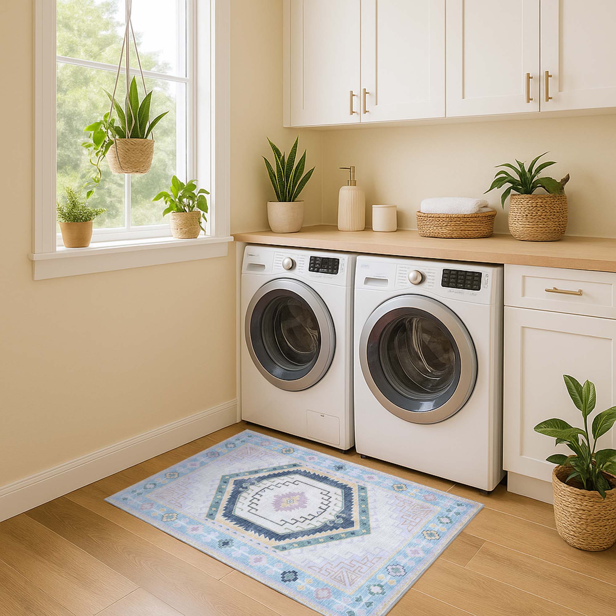 Averill Lavender, Pink & Blue Modern Oushak Rug