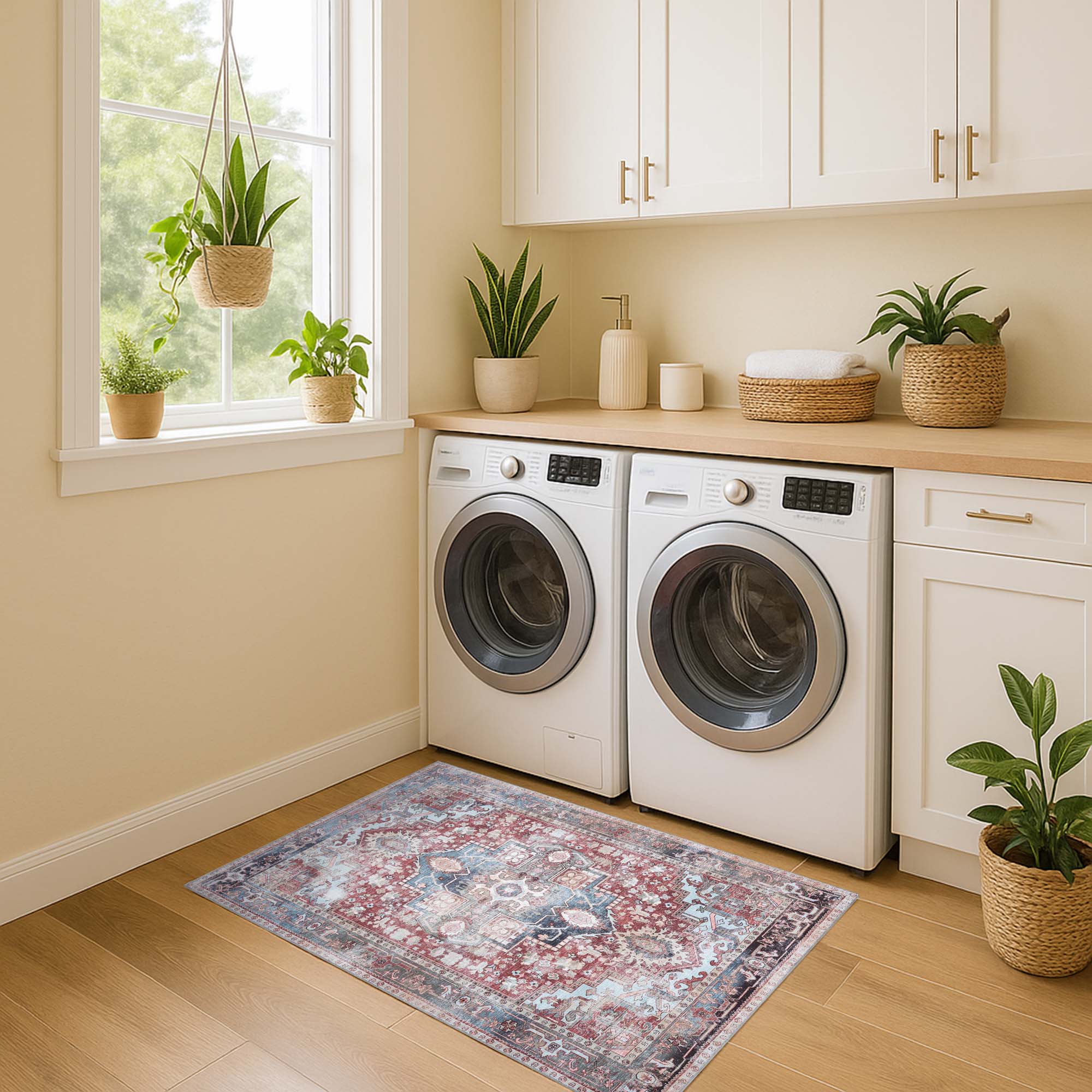 Rayan Terracotta Distressed Modern Persian Rug