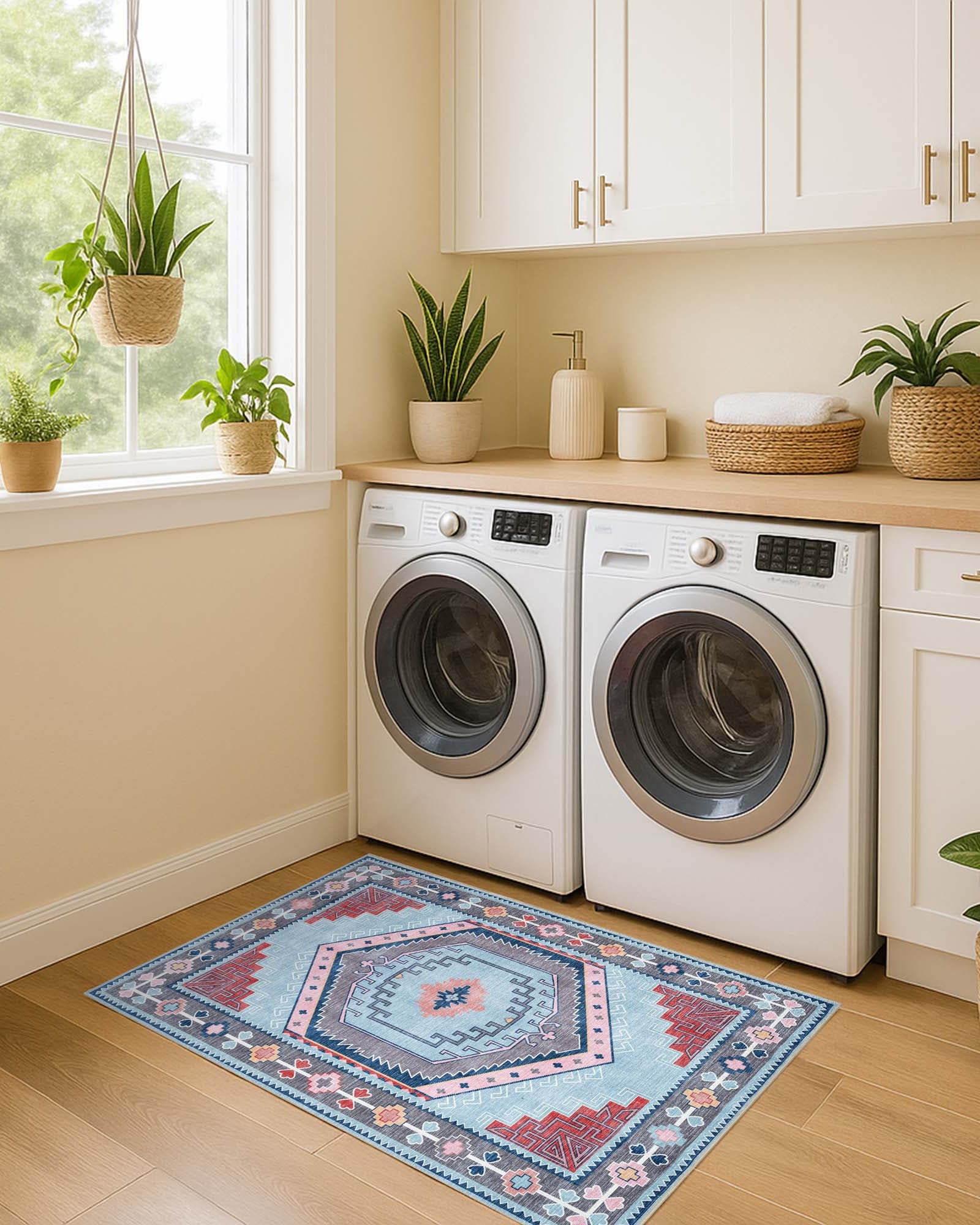 Leena Blue Colorful Aesthetic Oushak Rug