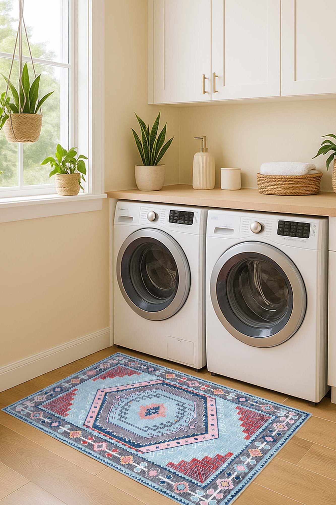 Leena Blue Colorful Aesthetic Oushak Rug