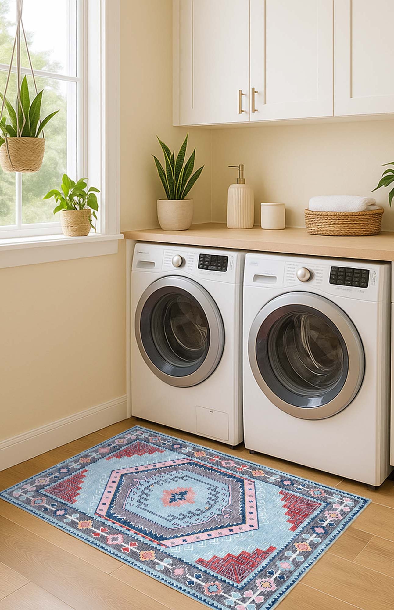 Leena Blue Colorful Aesthetic Oushak Rug