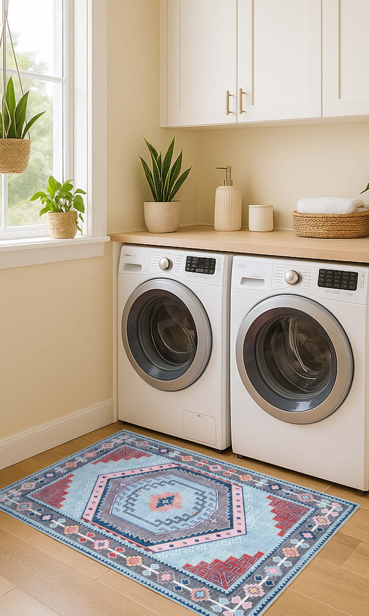 Leena Blue Colorful Aesthetic Oushak Rug