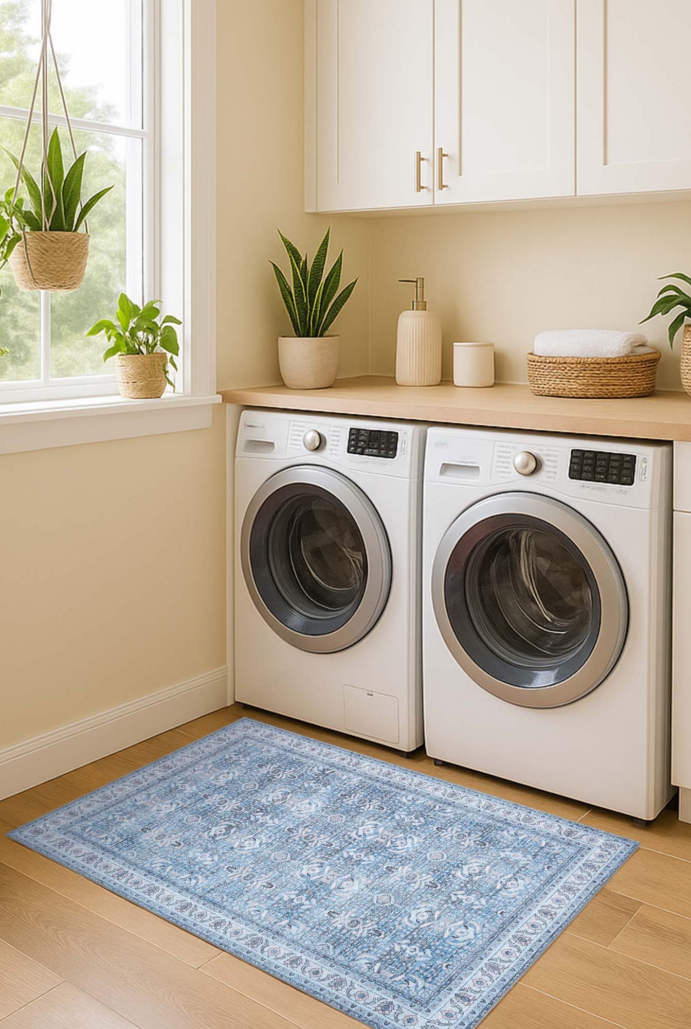 Jayla Modern Turkish Floral Cream Blue Rug