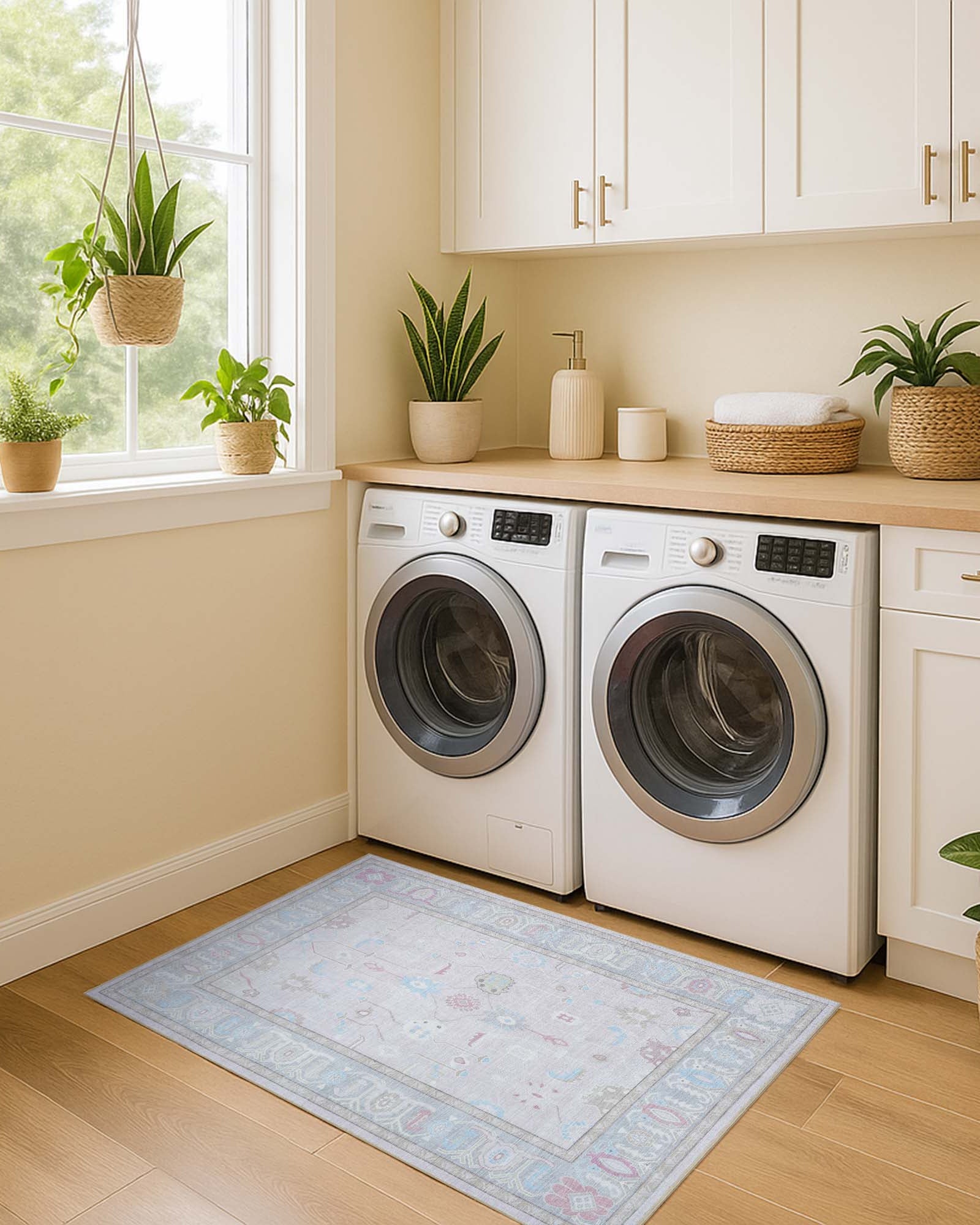 Daria Neutral Faded Pink Blush Oushak Rug