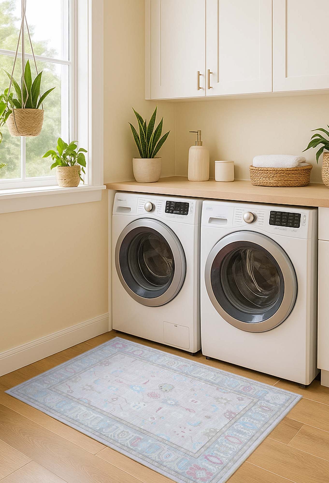 Daria Neutral Faded Pink Blush Oushak Rug