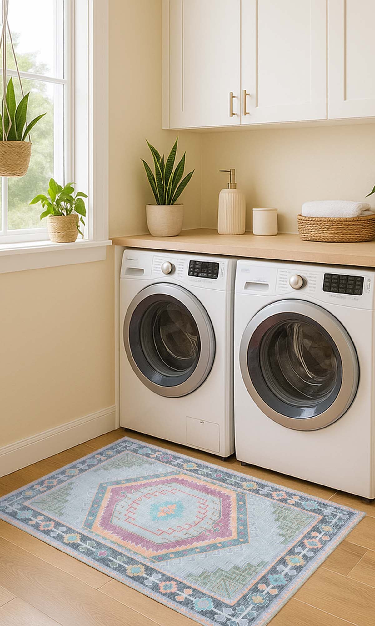 Kyra Green Pink Aesthetic Oushak Rug