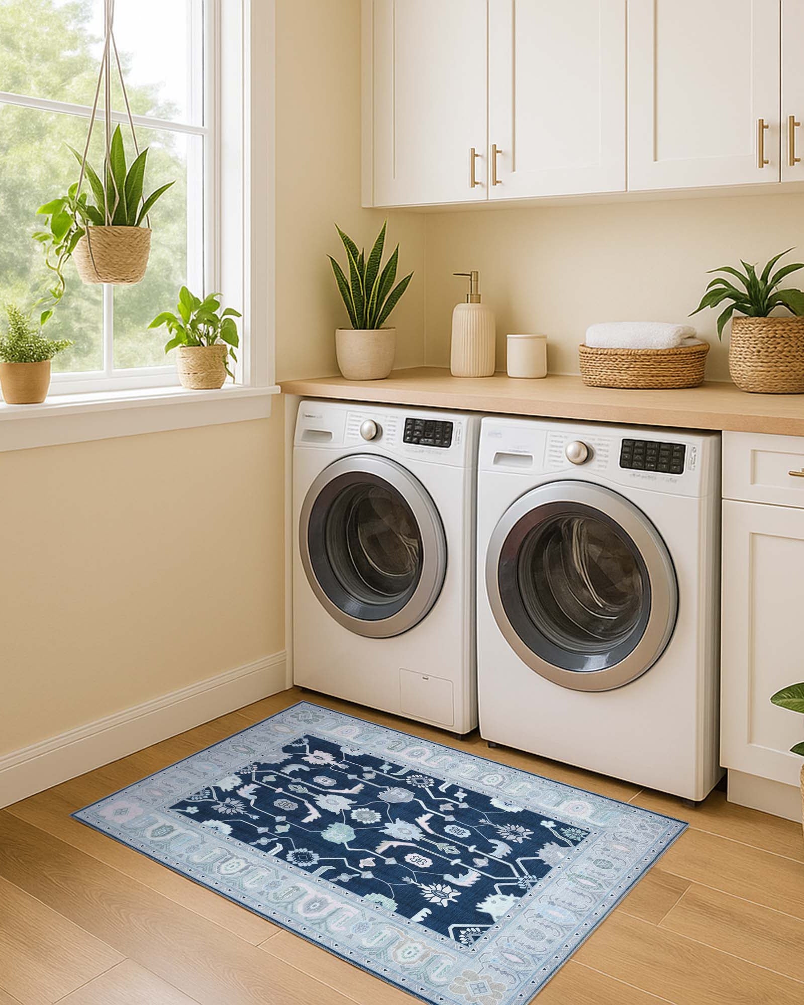 Nurul Navy Blue Modern Oushak Rug